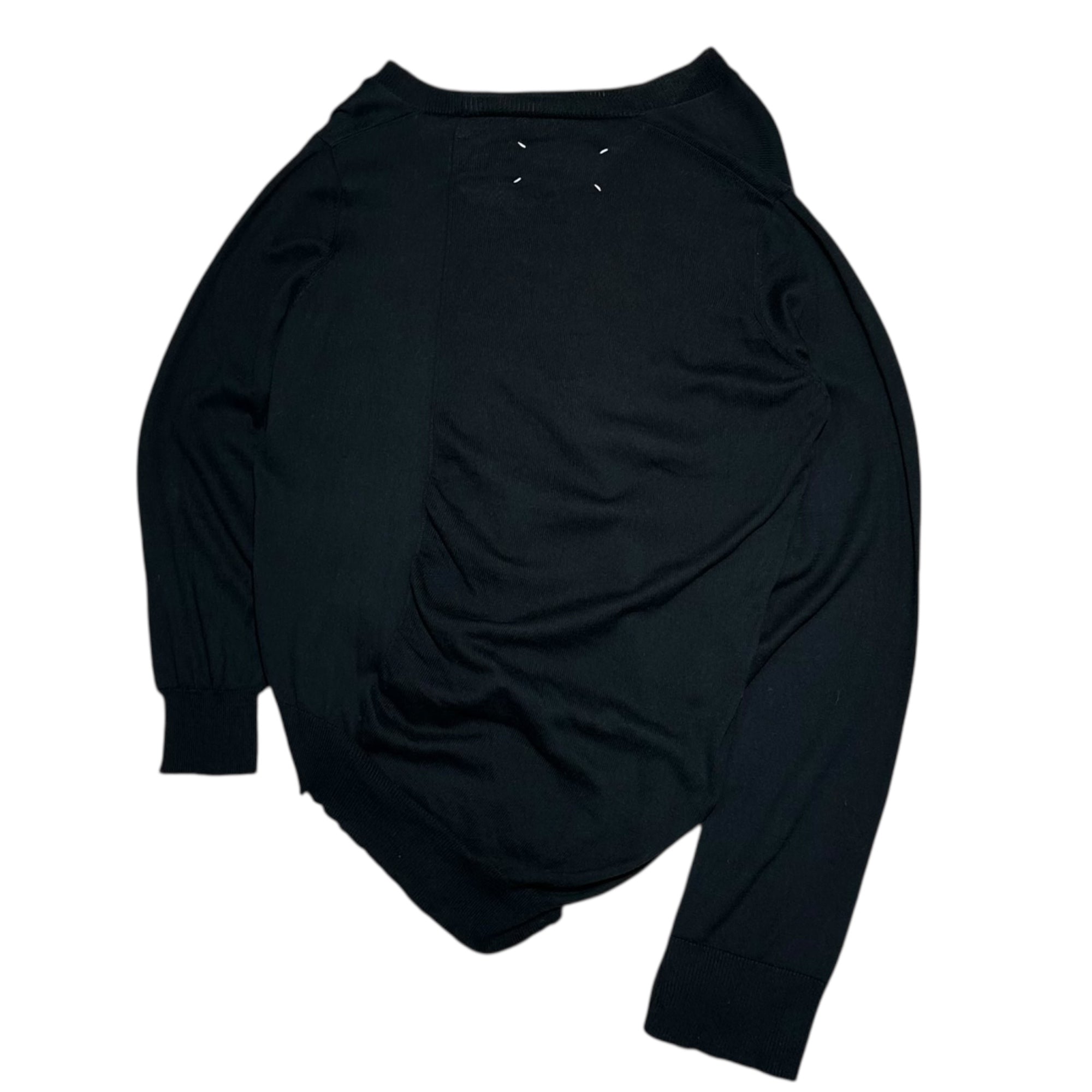 Maison Martin Margiela(メゾン マルタンマルジェラ) 05SS “Distorted” V-neck L/S knit 本人期 歪み Vネック コットン 長袖 ニット XL ネイビー 00’s アーカイブ