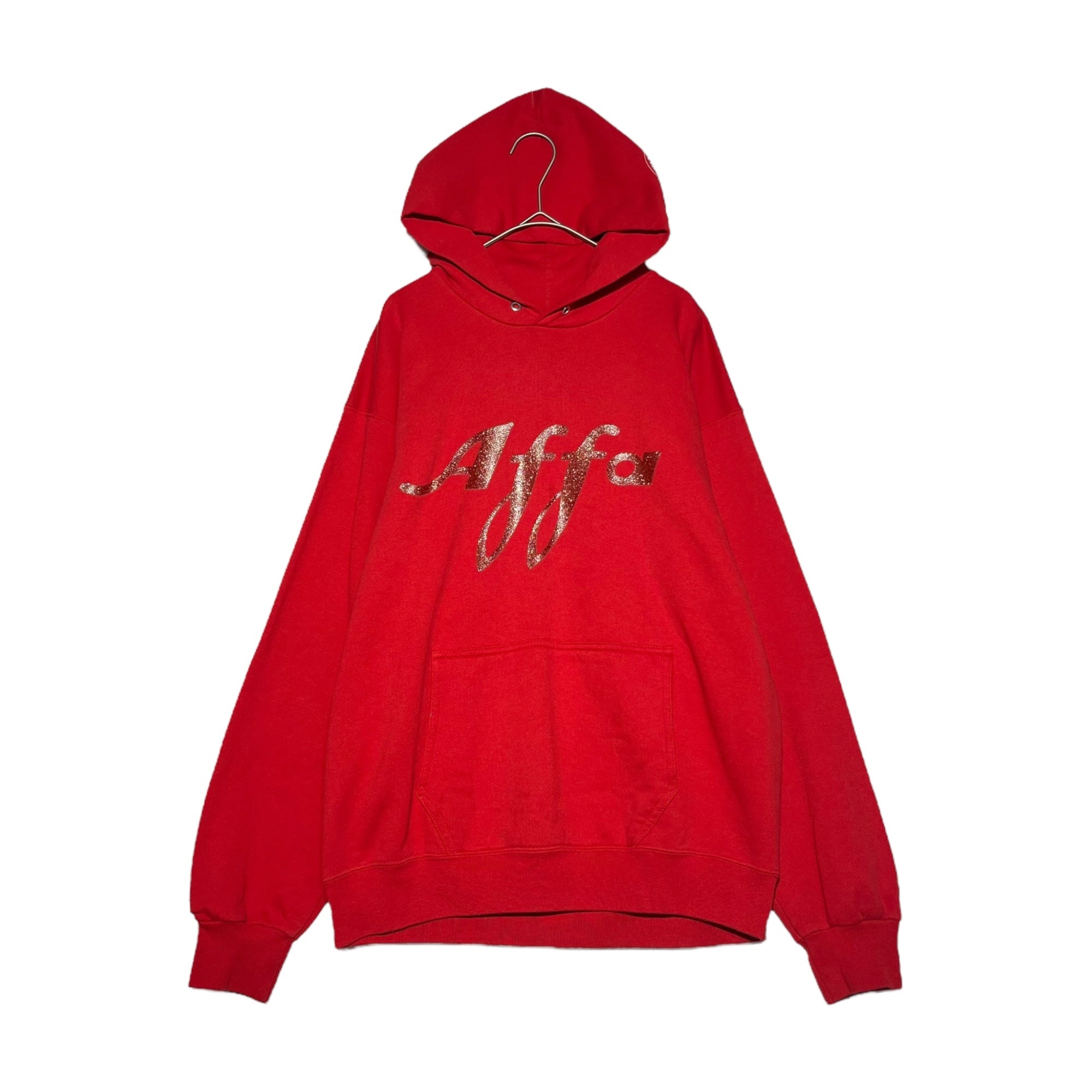 AFFA(エーエフエフエー) Lame logo print hoodie ラメ ロゴ プリント パーカー 初期 L レッド