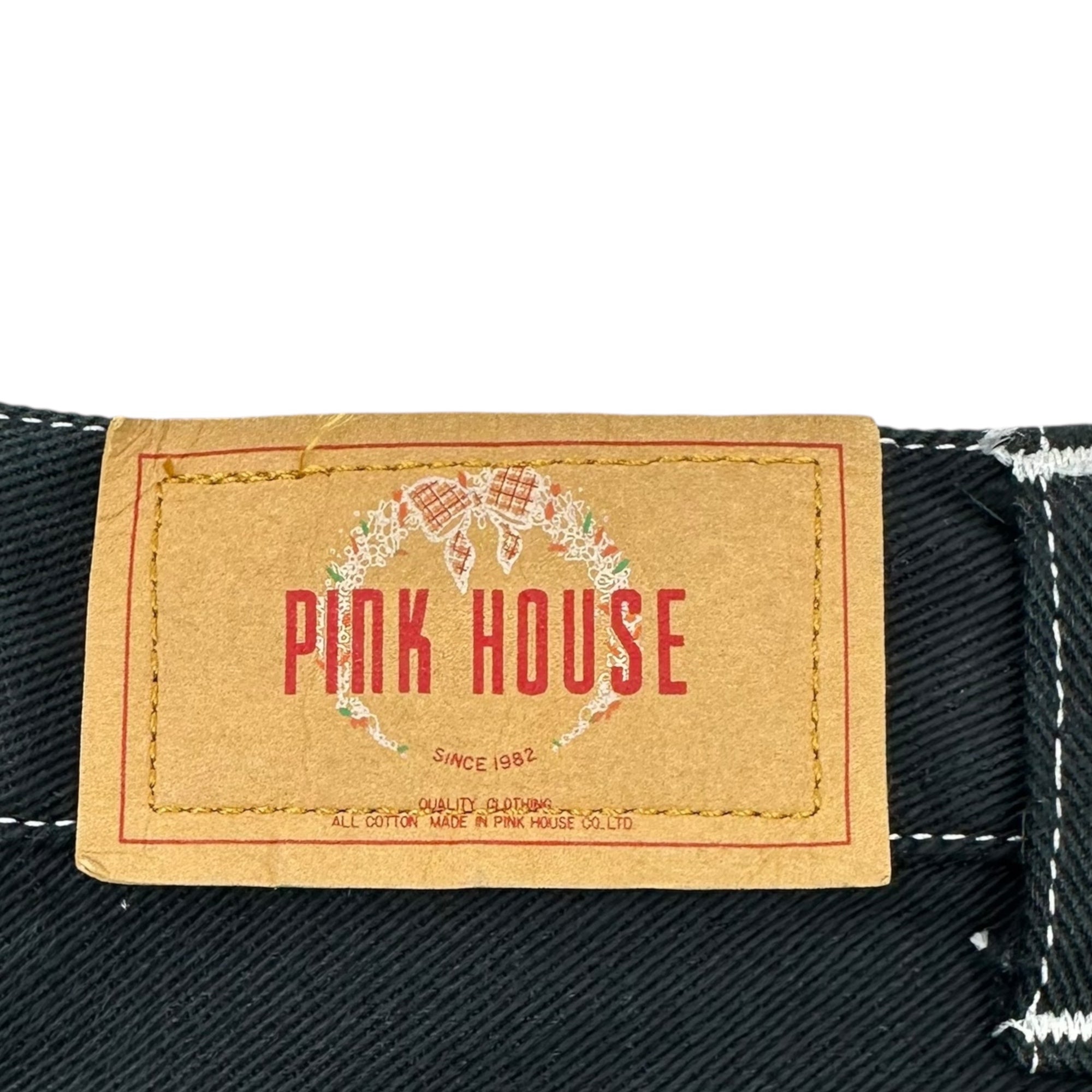 PINK HOUSE(ピンクハウス) 00's Logo Patchwork Long Denim Skirt ロゴ パッチワーク ロング デニム スカート 表記無(S程度) ブラック ワッペン マキシ