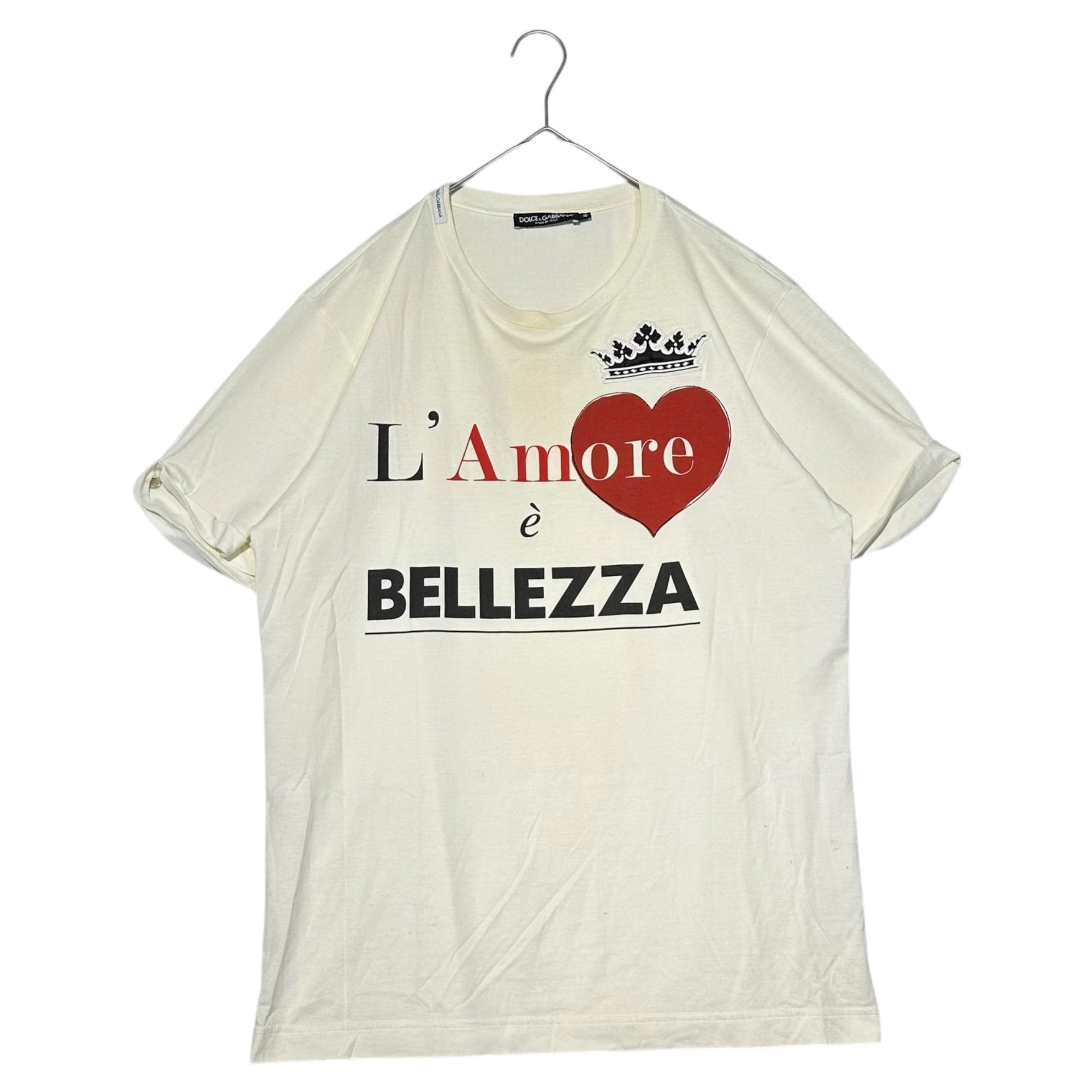 DOLCE&GABBANA(ドルチェ&ガッバーナドルガバ) ハートプリント Tシャツ 46(S) ホワイト×ブラック×レッド
