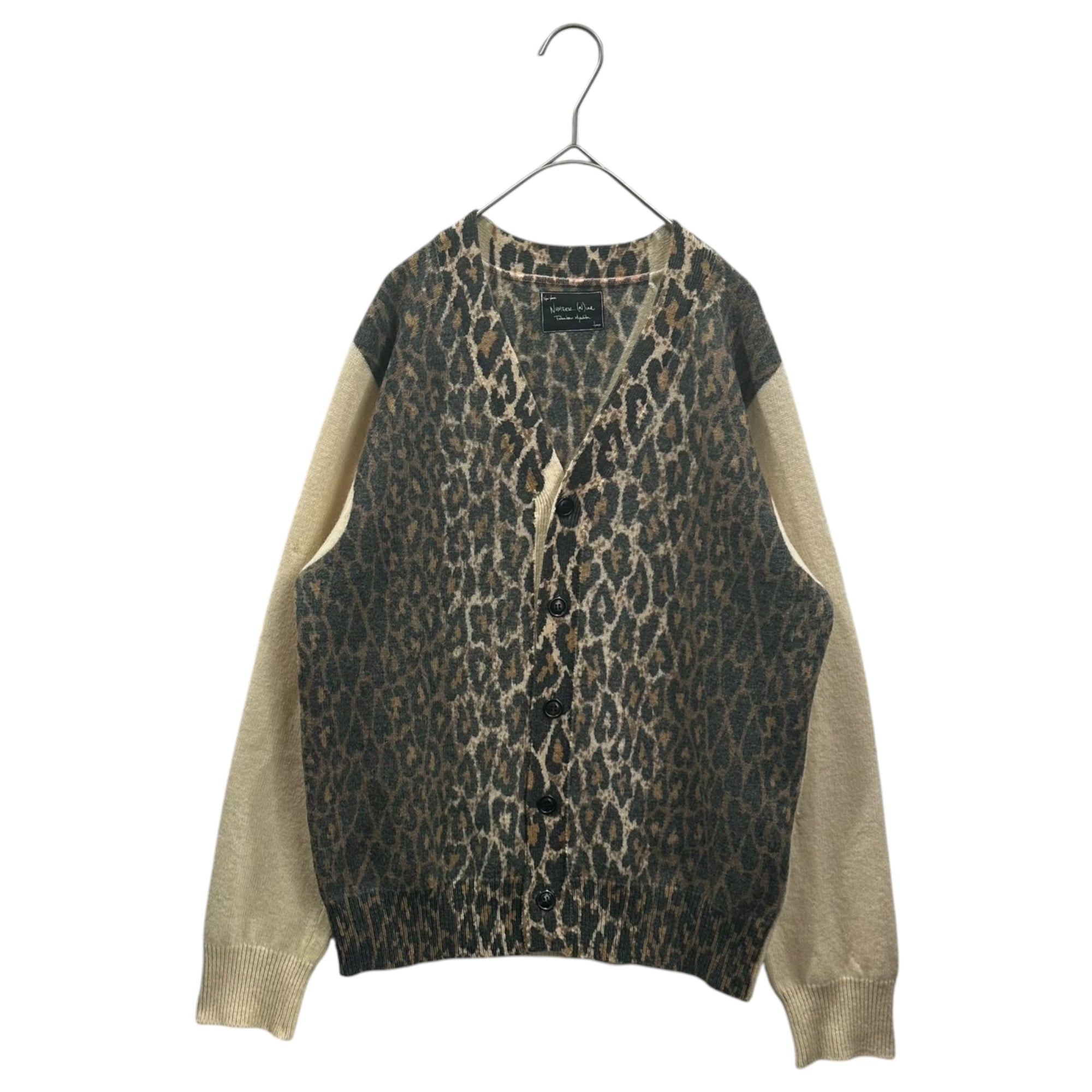 NUMBER (N)INE(ナンバーナイン) 2003AW "TOUCH ME I'M SICK" Leopard-Print Wool Cardigan カート期 レオパード ウール カーディガン 3 アイボリー×ブラウン 00's