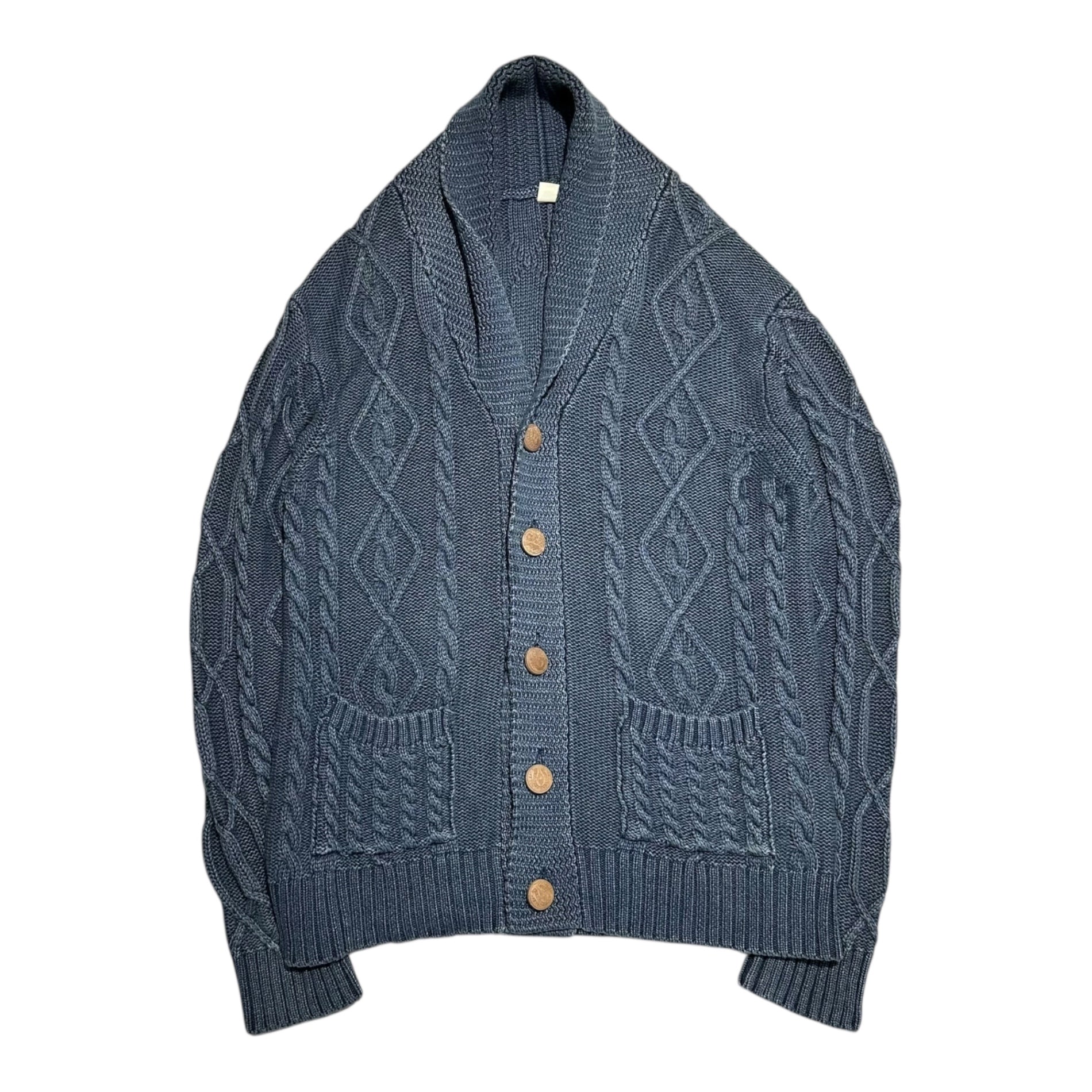 Ron Herman(ロンハーマン) Indigo Knit Shawl Collar Cable Knit Cardigan インディゴニット ショールカラー ケーブルニット カーディガン 512080134-1071 M インディゴ