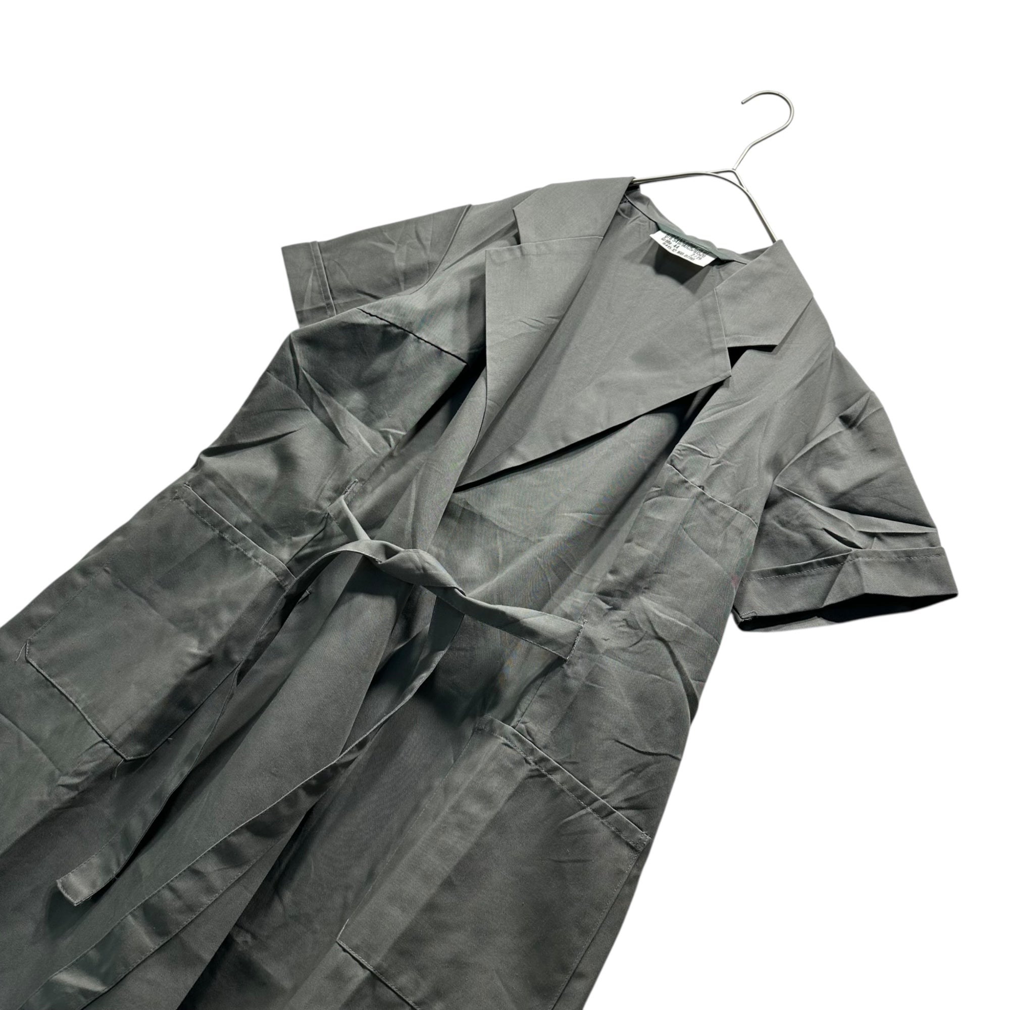GERMANY MILITARY(ドイツ軍) 70's Vintage medical S/S dress coat ヴィンテージ メディカル 半袖 ワンピース コート 44(L程度) グレー ミリタリー ガウン 70年代 ナース