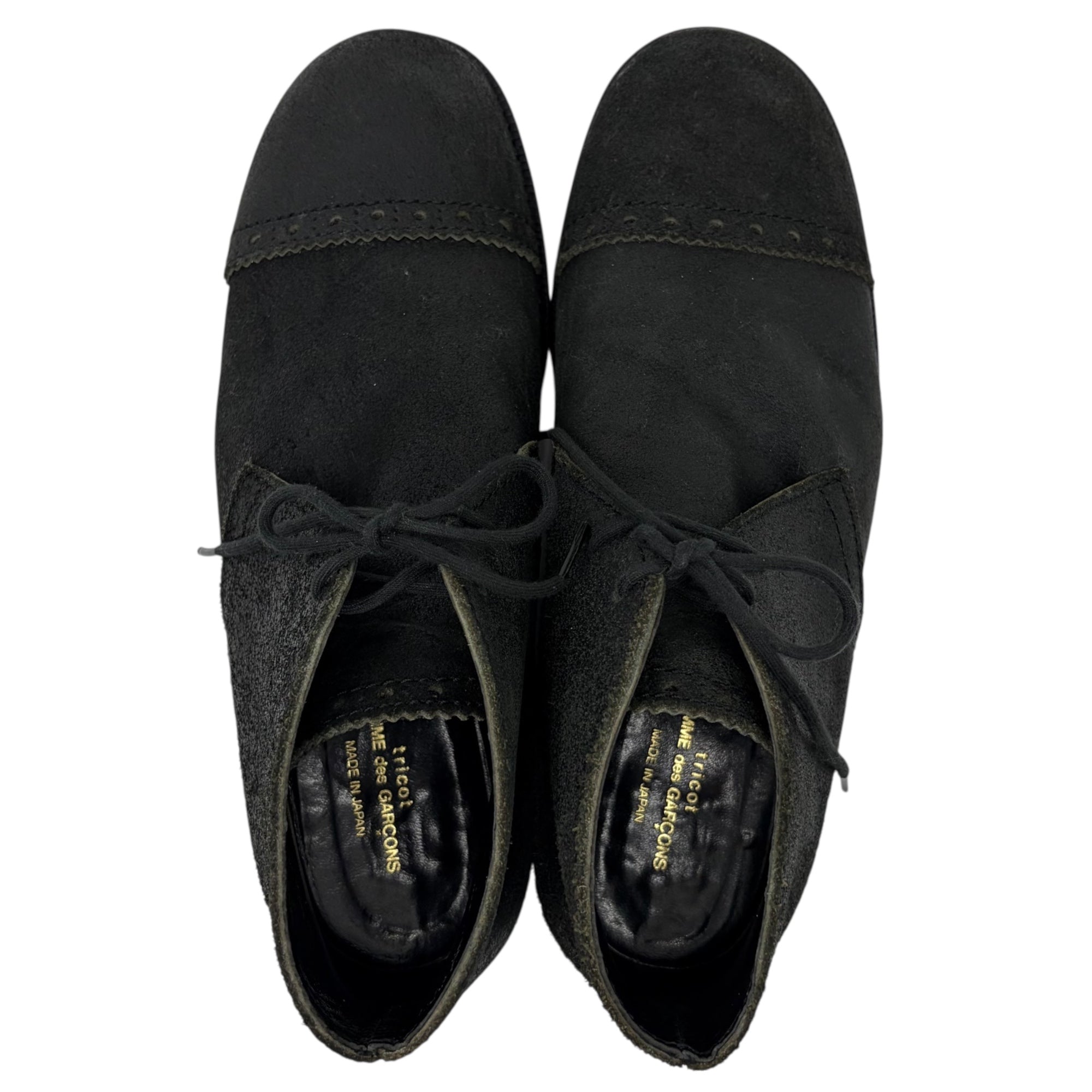 tricot COMME des GARCONS(トリココムデギャルソン) Medallion Straight-Tip Suede Chukka Boots メダリオン ストレート チップ スウェード チャッカ ブーツ 24cm ブラック レザー シューズ