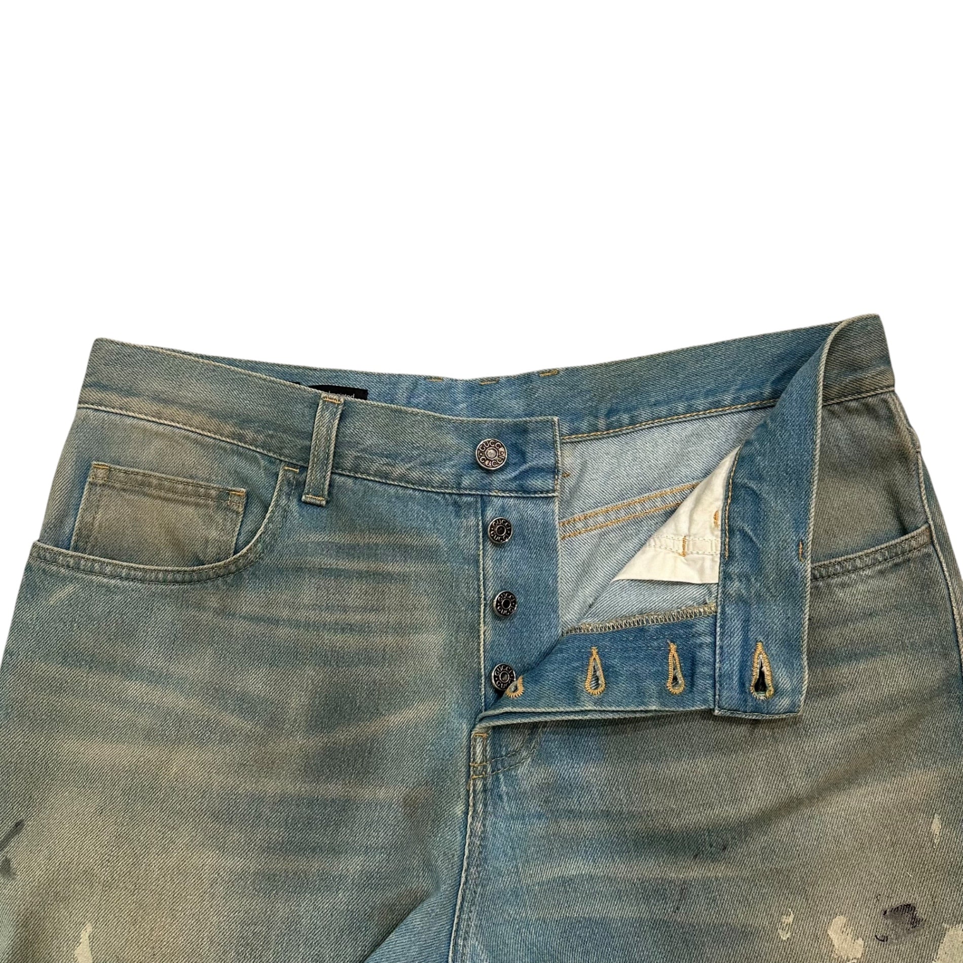 GUCCI(グッチ) 15SS By Frida Giannini 1953 Hand Painted Denim Pants ハンドペイント デニム パンツ 375819 48 ライトインディゴ フリーダ期