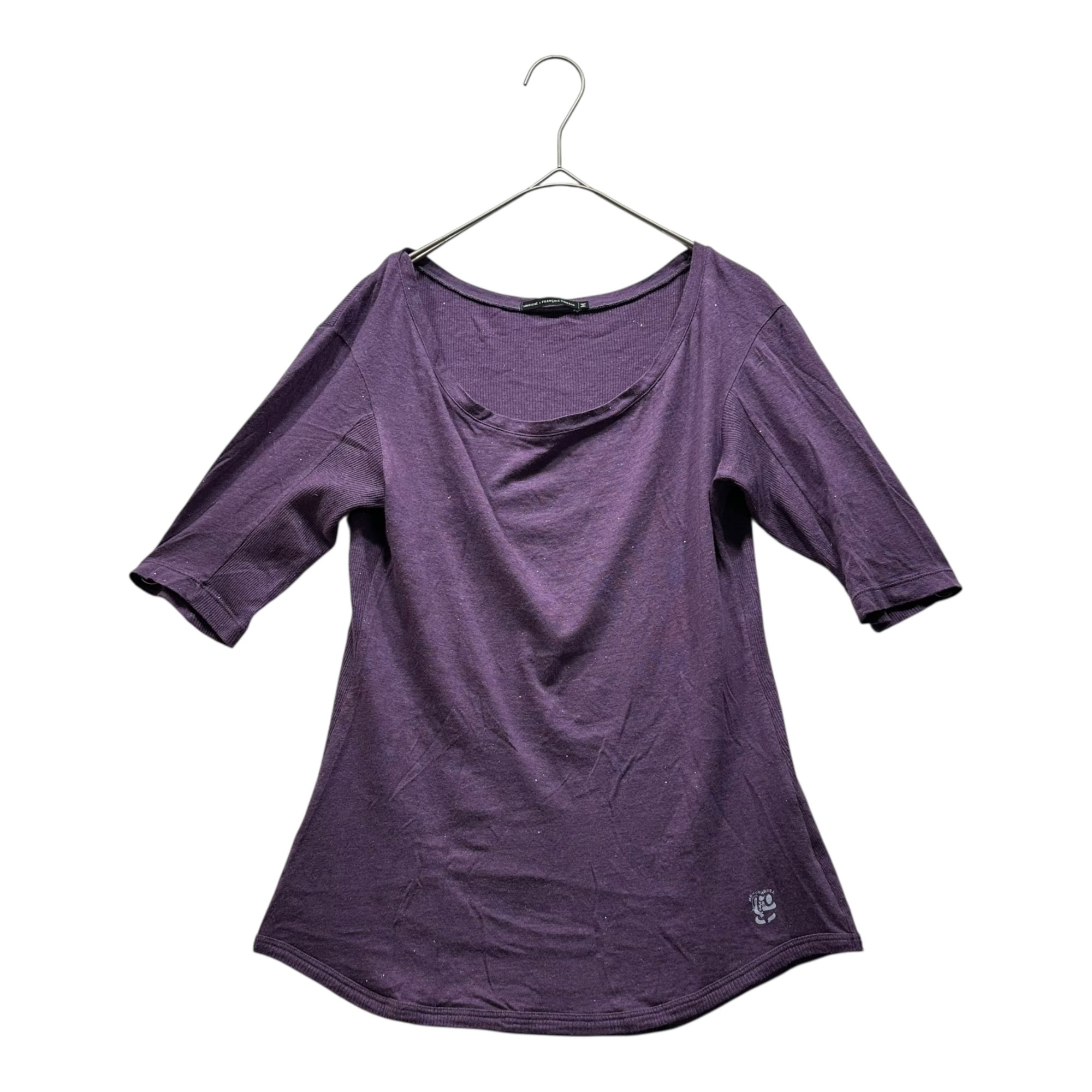 MARITHE FRANCOIS GIRBAUD(マリテフランソワジルボー) 00's Side Ribbed Lame S/S Knit Top サイドリブ ラメ 半袖 カットソー F6-6047 M パープル Y2K