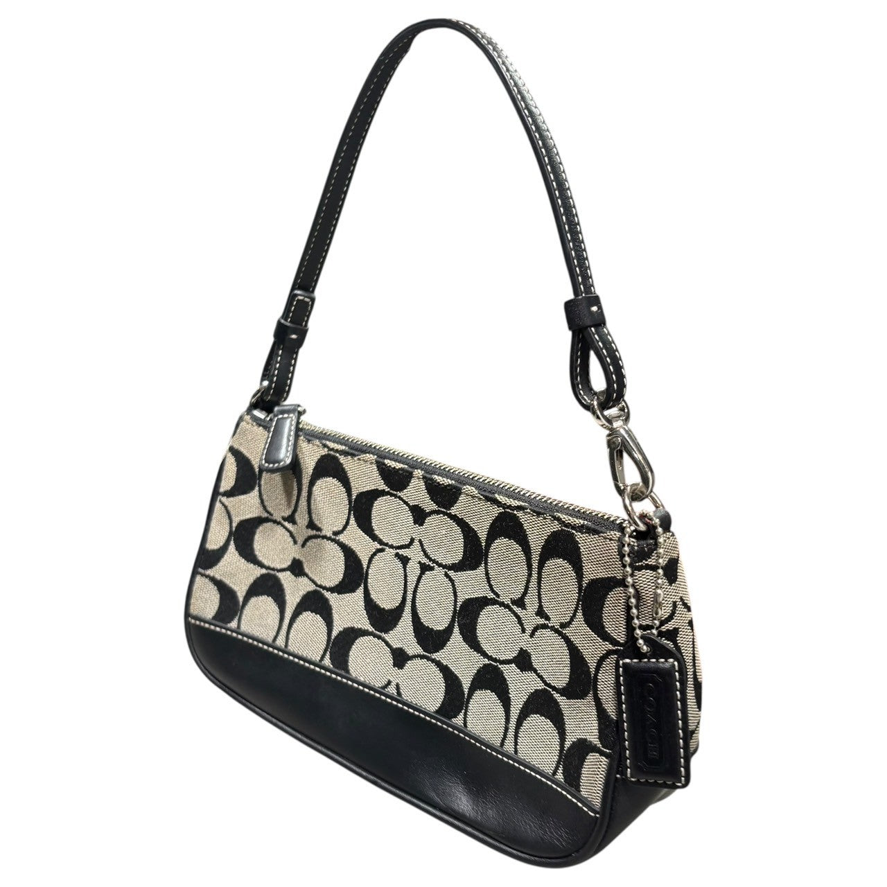 COACH(コーチ) Signature Canvas Accessory Pouch シグネチャー キャンバス アクセサリー ポーチ 6094 ブラック×グレー ワンショルダー ミニ バッグ