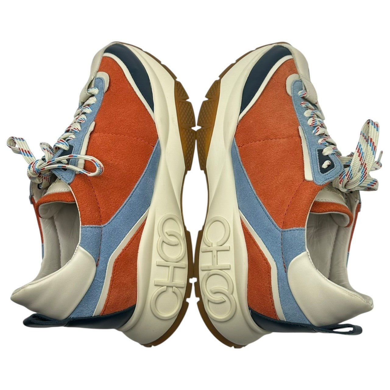 JIMMY CHOO(ジミーチュウ) RAINE スウェード レザー 厚底 スニーカー 40(25.5~26cm程度) オレンジ×ブルー