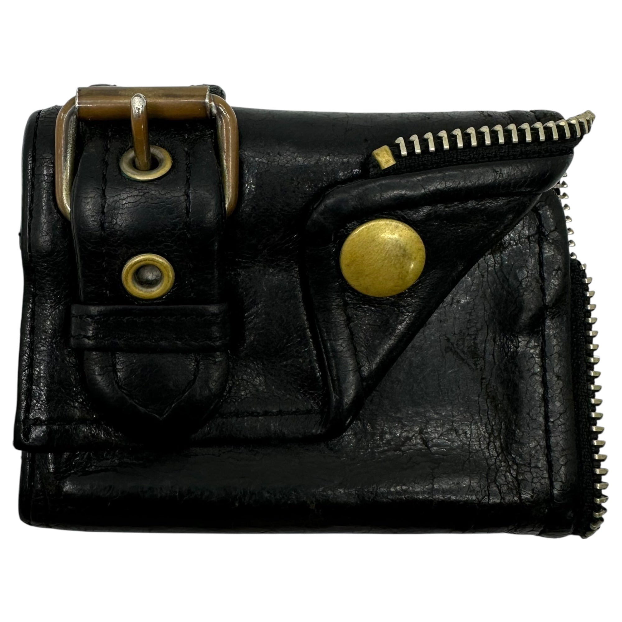 beautiful people(ビューティフルピープル) Rider's Wallet ライダース ウォレット レザー 財布 ブラック 3つ折り財布