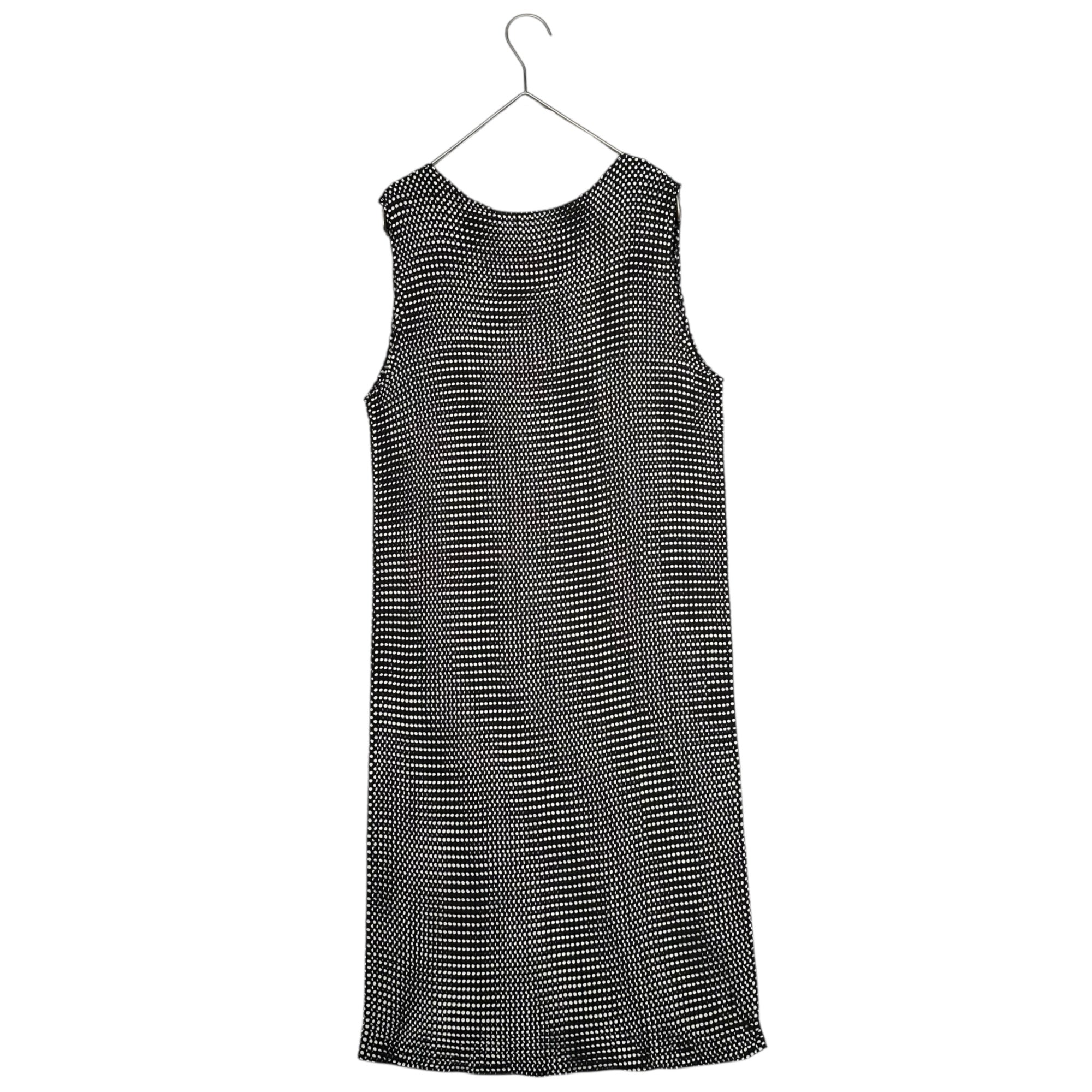 ISSEY MIYAKE(イッセイミヤケ) 90's dot pattern pleated sleeveless dress/ドット柄プリーツノースリーブワンピース/ヴィンテージ IM61-FH914 SIZE L ブラック×ホワイト 銀タグ　90年代