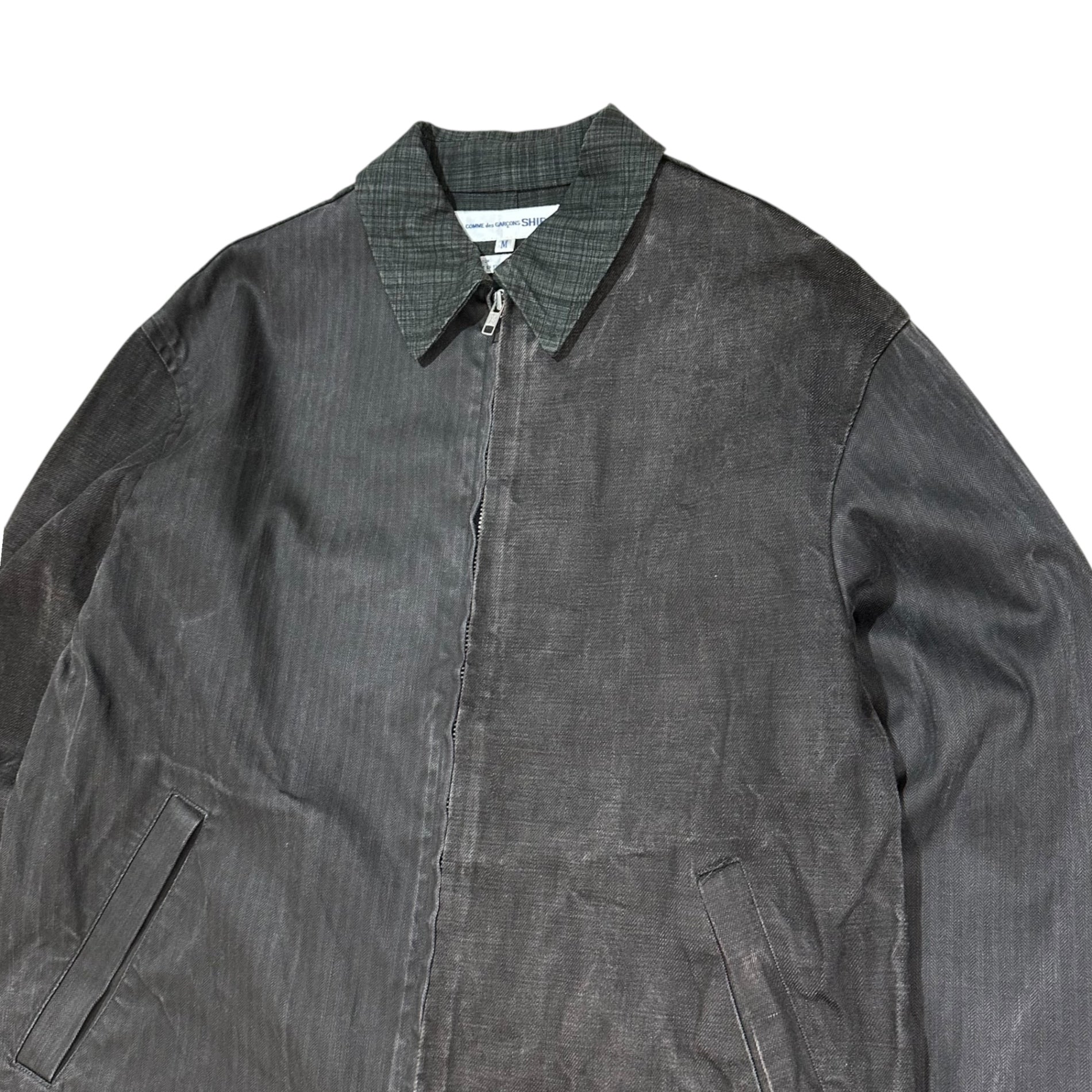 COMME des GARCONS SHIRT(コムデギャルソンシャツ) 90's Plant-Dyed Zip-Up Denim Swing Top Jacket 草木染め加工 ジップアップ デニム スイングトップ ジャケット M チャコールグレー