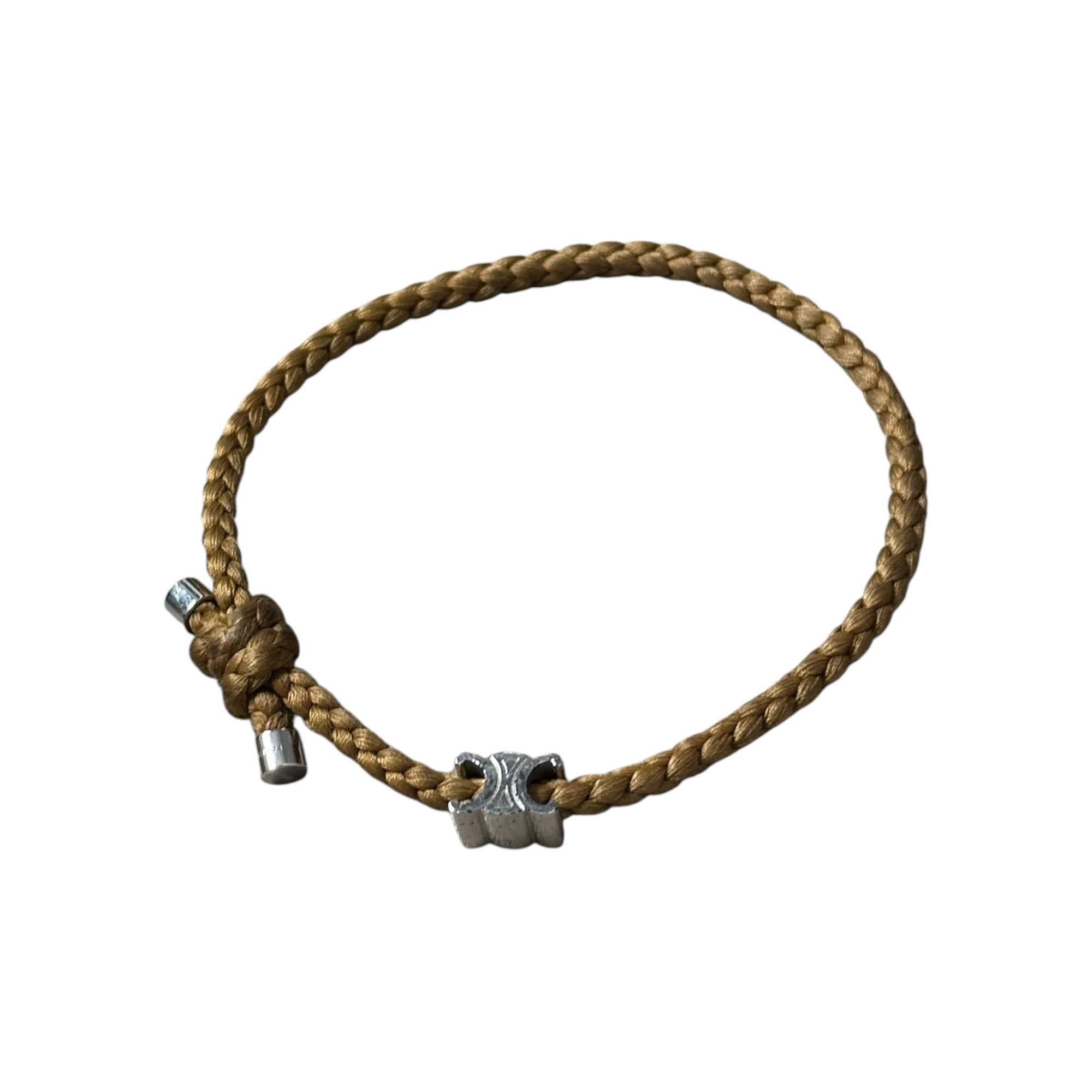 CELINE(セリーヌ) 2023SS TORIMPHE BEACH BRACELET トリオンフ ビーチ ブレスレット 4672362 ブラウン×シルバー シルク