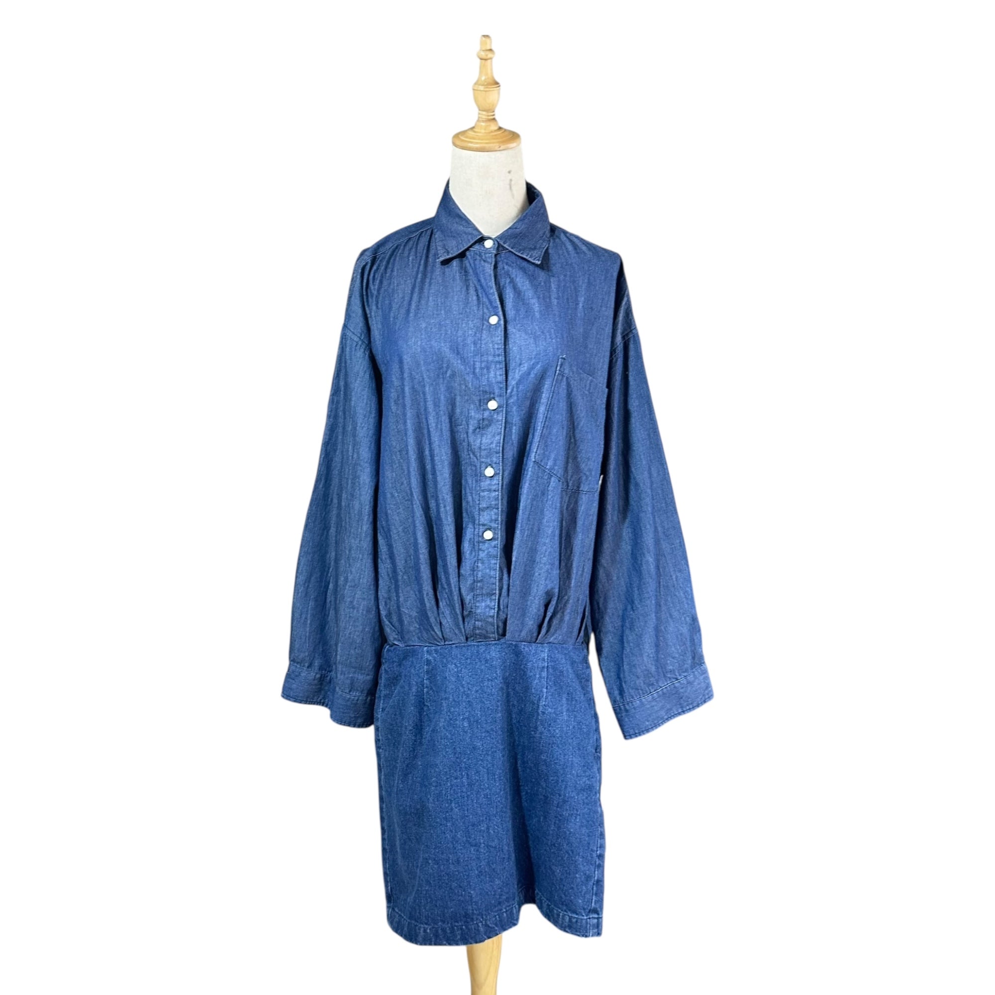 snidel(スナイデル) Over Shirt Docking Mini Dress オーバー シャツ ドッキング ミニ ワンピース - デニム SWFO222031 1(S程度) インディゴ 長袖