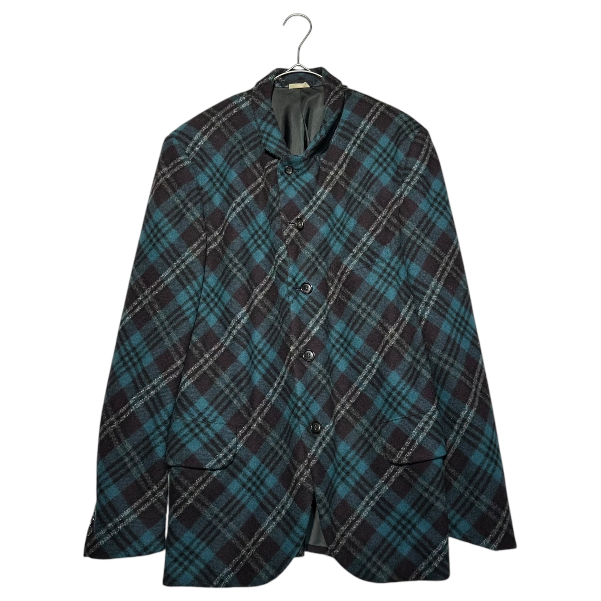 COMME des GARCONS HOMME PLUS EVER GREEN(コムデギャルソンオムプリュスエバーグリーン) 06AW Tartan check wool tailored jacket タータンチェック ウール テーラード ジャケット PR-J216 S ブルー×パープル 1998AW復刻 インサイドアウト期