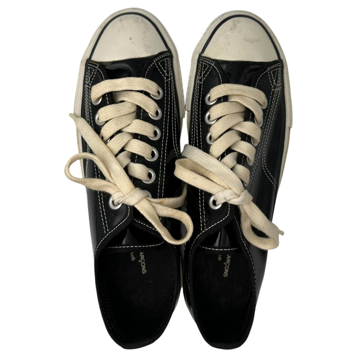 COMME des GARCONS HOMME PLUS(コムデギャルソンオムプリュス) Enamel Low-Cut Sneakers エナメル ローカット スニーカー EE20W 24cm ブラック×ホワイト