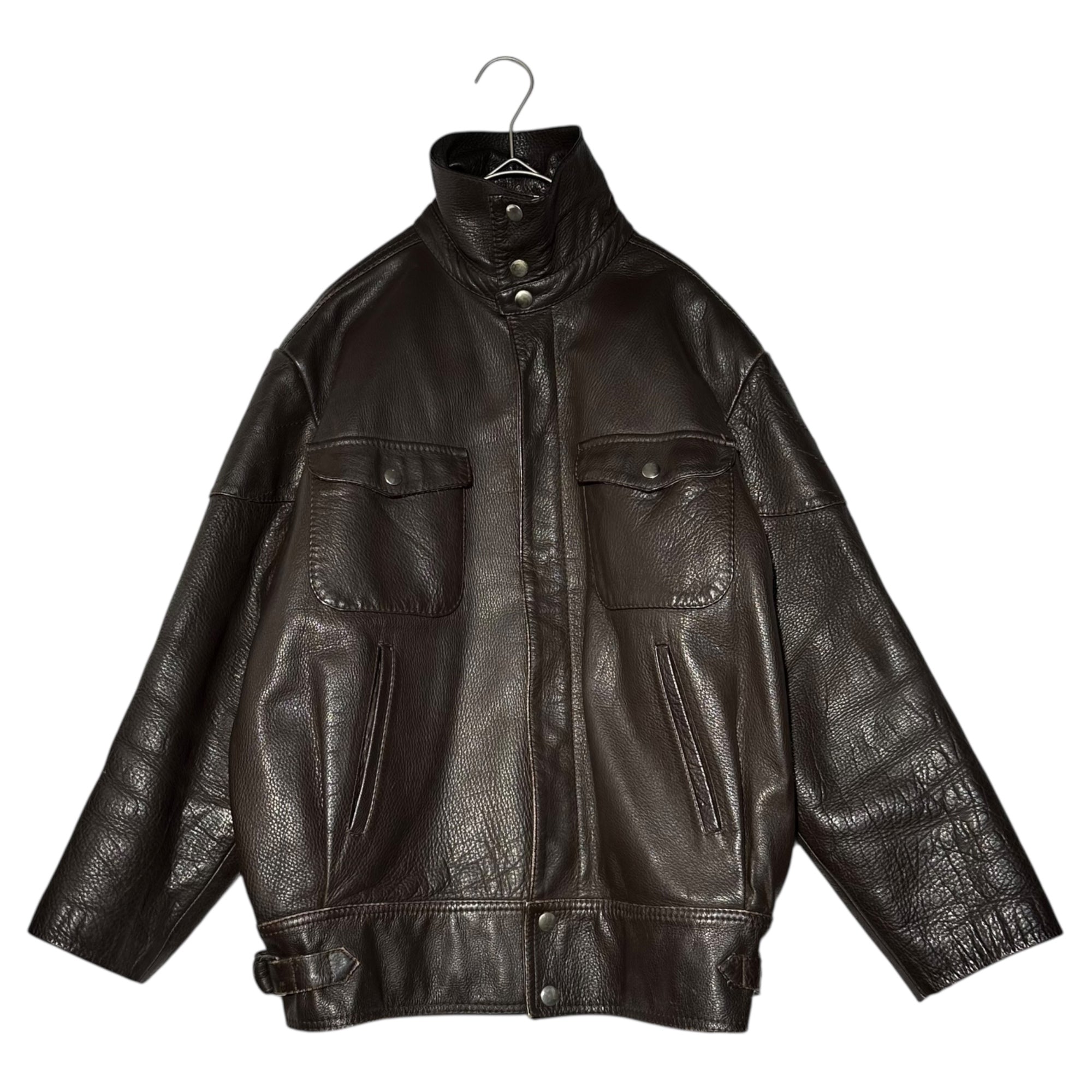 BIGI(ビギ) 80's Leather Rider Jacket レザー ライダース ジャケット 46(S程度) ダークブラウン ヴィンテージ 80年代 古着 初期