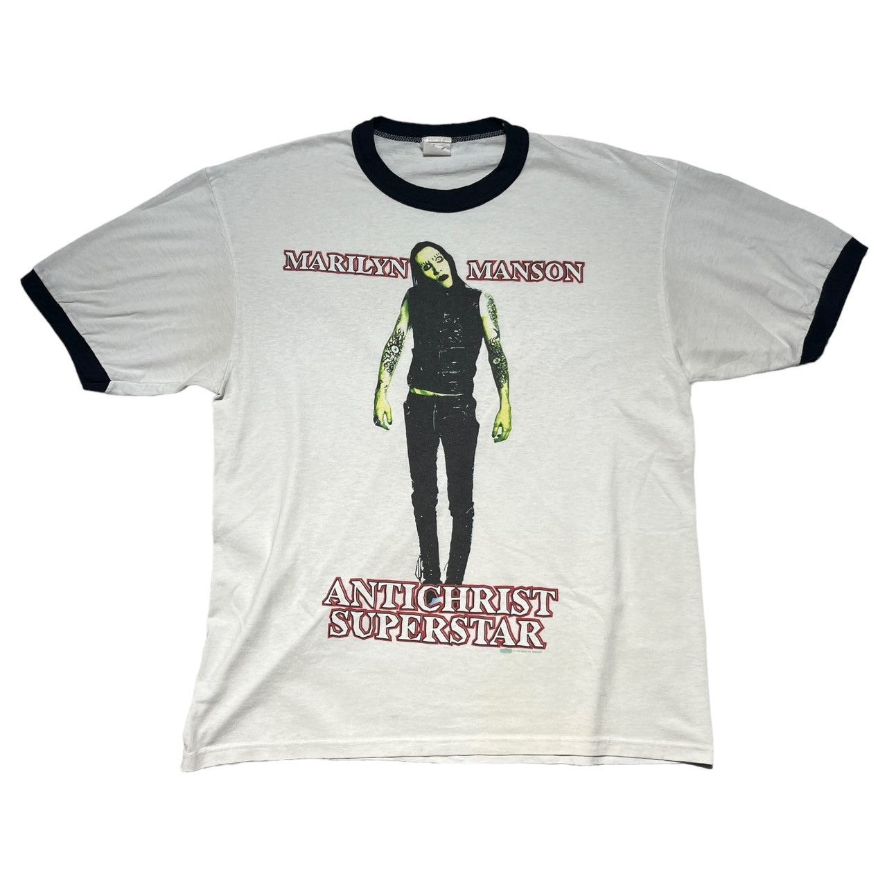 VINTAGE(ヴィンテージ) 90's ANTICHRIST SUPERSTAR MARILYN MANSON T-SHIRT 1995 マリリンマンソン アンチクライスト スーパースター Tシャツ バンド 著名人着用 稀少品 XL ホワイト ヴィンテージ