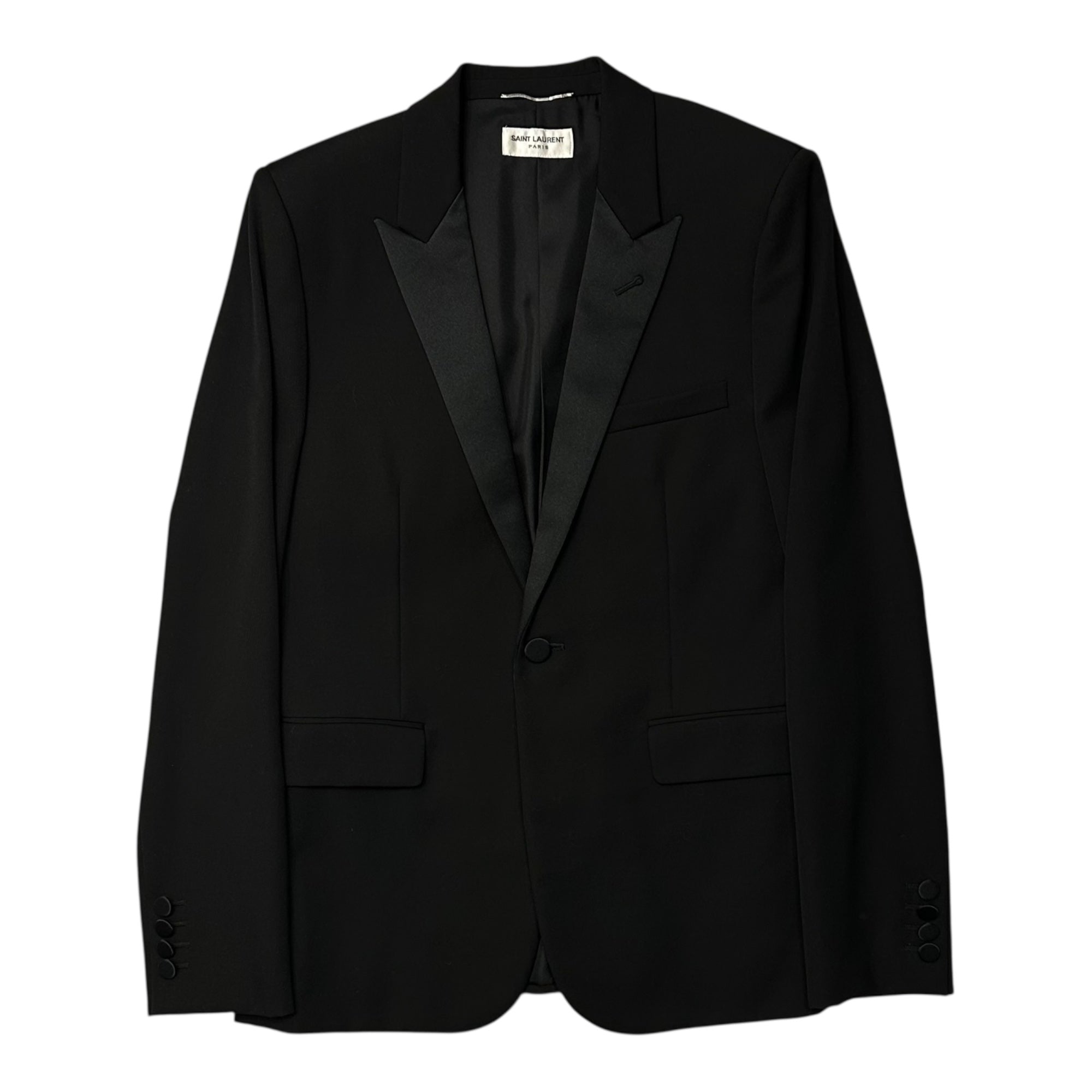 SAINT LAURENT PARIS(サンローランパリ) 16AW By Hedi Slimane 1B Smoking Jacket Setup エディ期 スモーキング ジャケット セットアップ 398910 48 ブラック エディースリマン スーツ スラックス テーラード