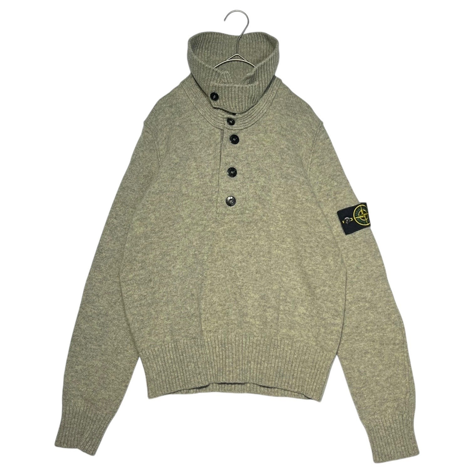 STONE ISLAND(ストーンアイランド) 07AW 2WAY high neck knit polo shirt ハイネック ニット ポロシャツ 47155BA3 S グレー プルオーバー 00s