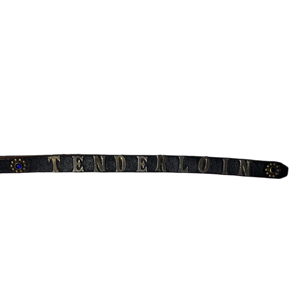 TENDERLOIN×HTC×PORTER(テンダーロイン×エイチティーシー×ポーター) studded narrow belt スタッズ ナロー ベルト T-STD BLT XL ブラック×ブルー 茶芯