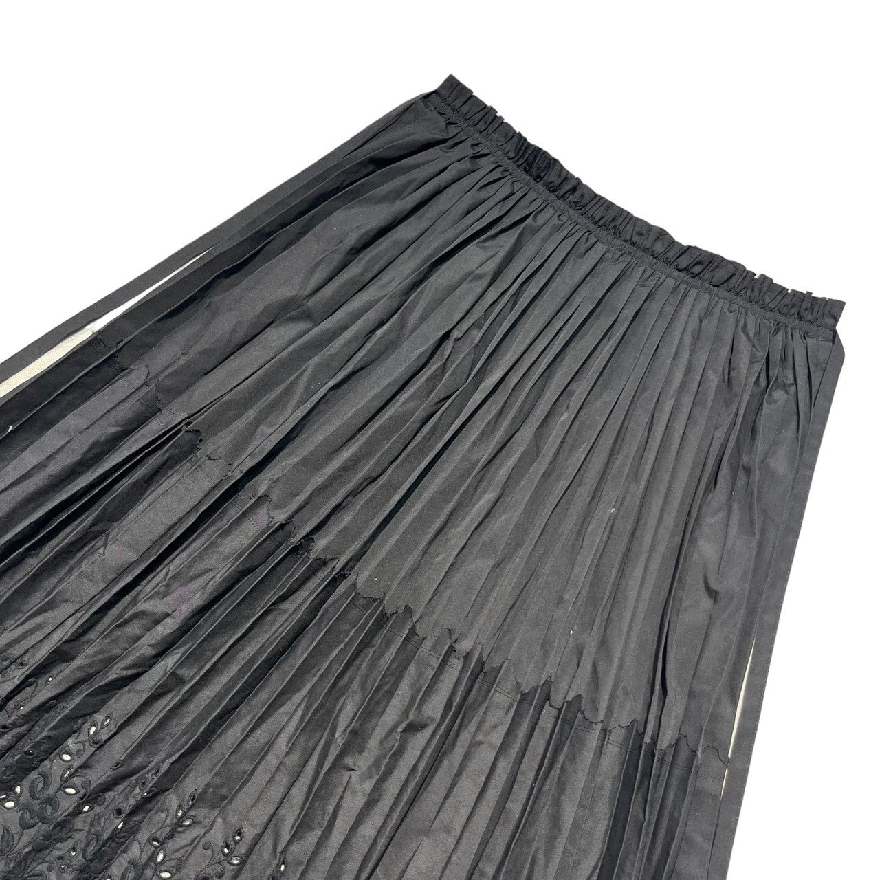 COMME des GARCONS(コムデギャルソン) 02SS Hem cutwork pleated long skirt 裾カットワーク プリーツ ロングスカート GE-S012 FREE ブラック AD2001