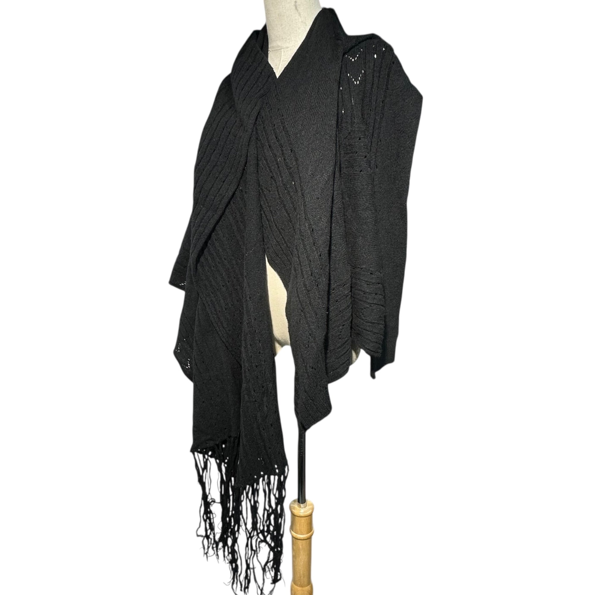 Y's(ワイズ)  Knit cape wrap cardigan ニット ケープ 巻き カーディガン マフラー YU-K31-270 3(L程度) ブラック×グリーン