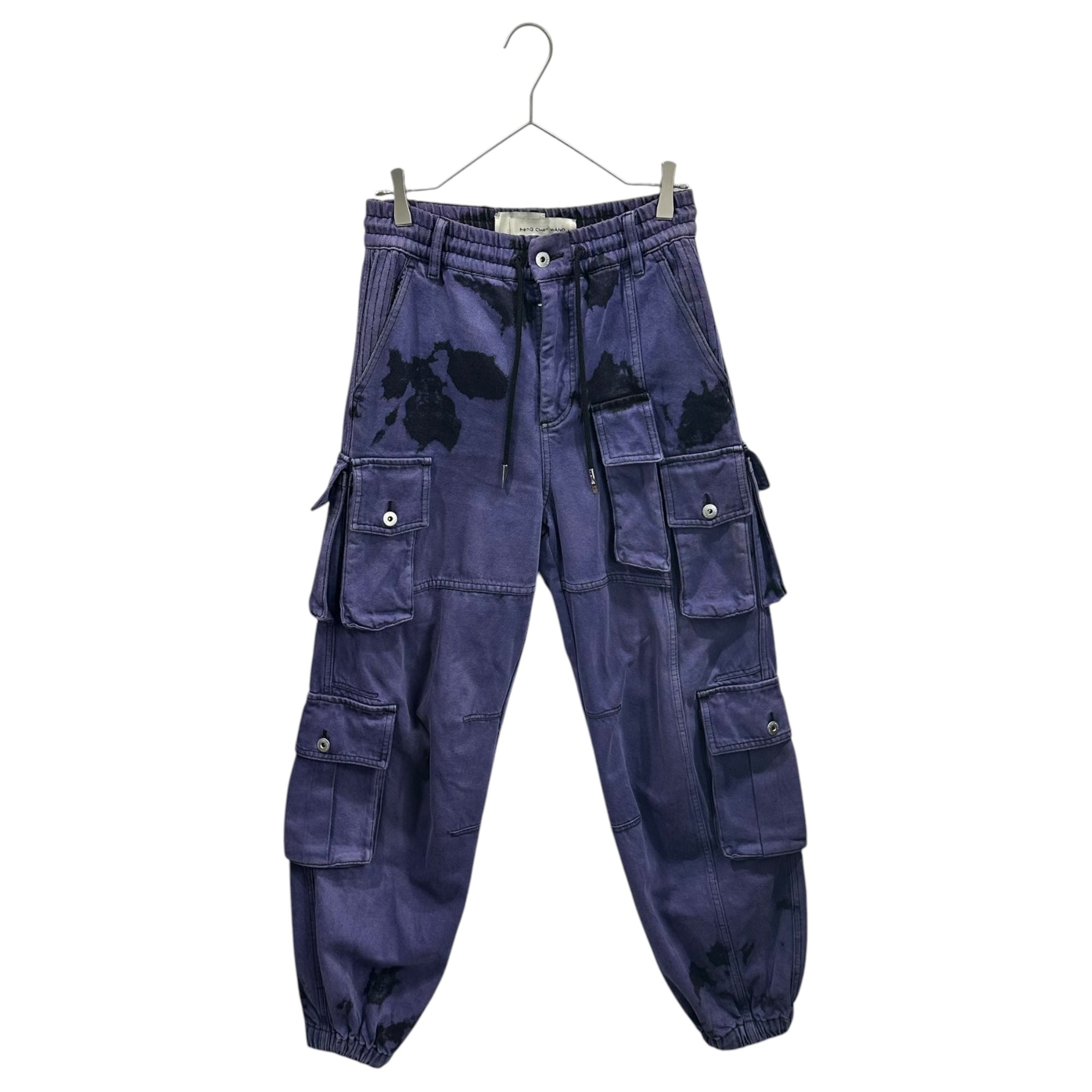 Feng Chen Wang(フェンチェンワン) TIE DYE DENIM JACKET & TECHNICAL CARGO PANTS タイダイ デニム ジャケット  & テクニカル カーゴ パンツ FF12JAC127 FF12TRO509 S パープル×ブラック セットアップ 上下セット