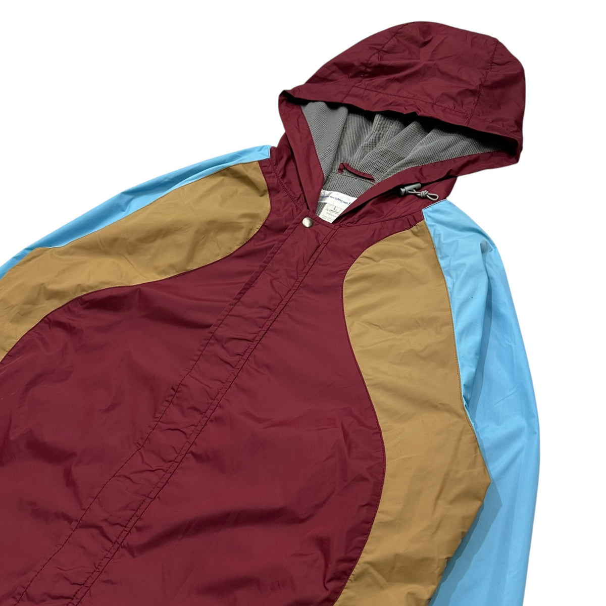 COMME des GARCONS SHIRT(コムデギャルソンシャツ) 2011SS Triple-Color Nylon Zip-Up Hoodie トリプル カラー ナイロン ジップ アップ フーディー S17901 L ワインレッド×ベージュ×ライトブルー