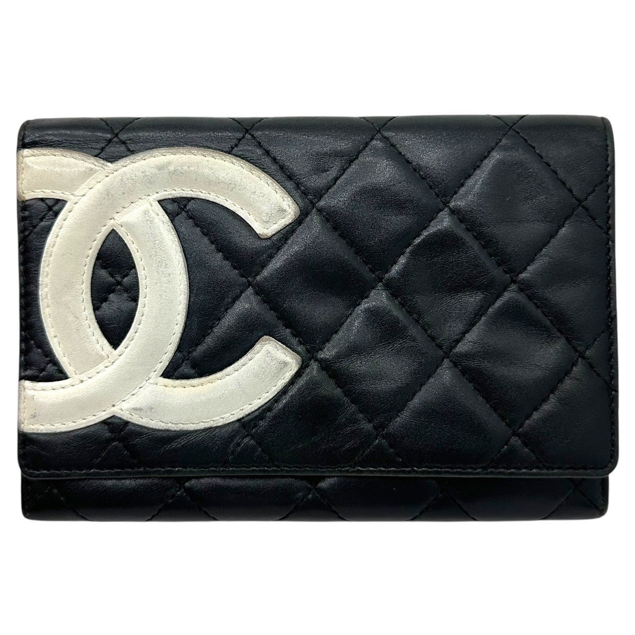 CHANEL(シャネル) Cambon-line Bifold Flap Wallet 2つ折り フラップ 財布 ブラック×ホワイト 9番台 7桁 2004年