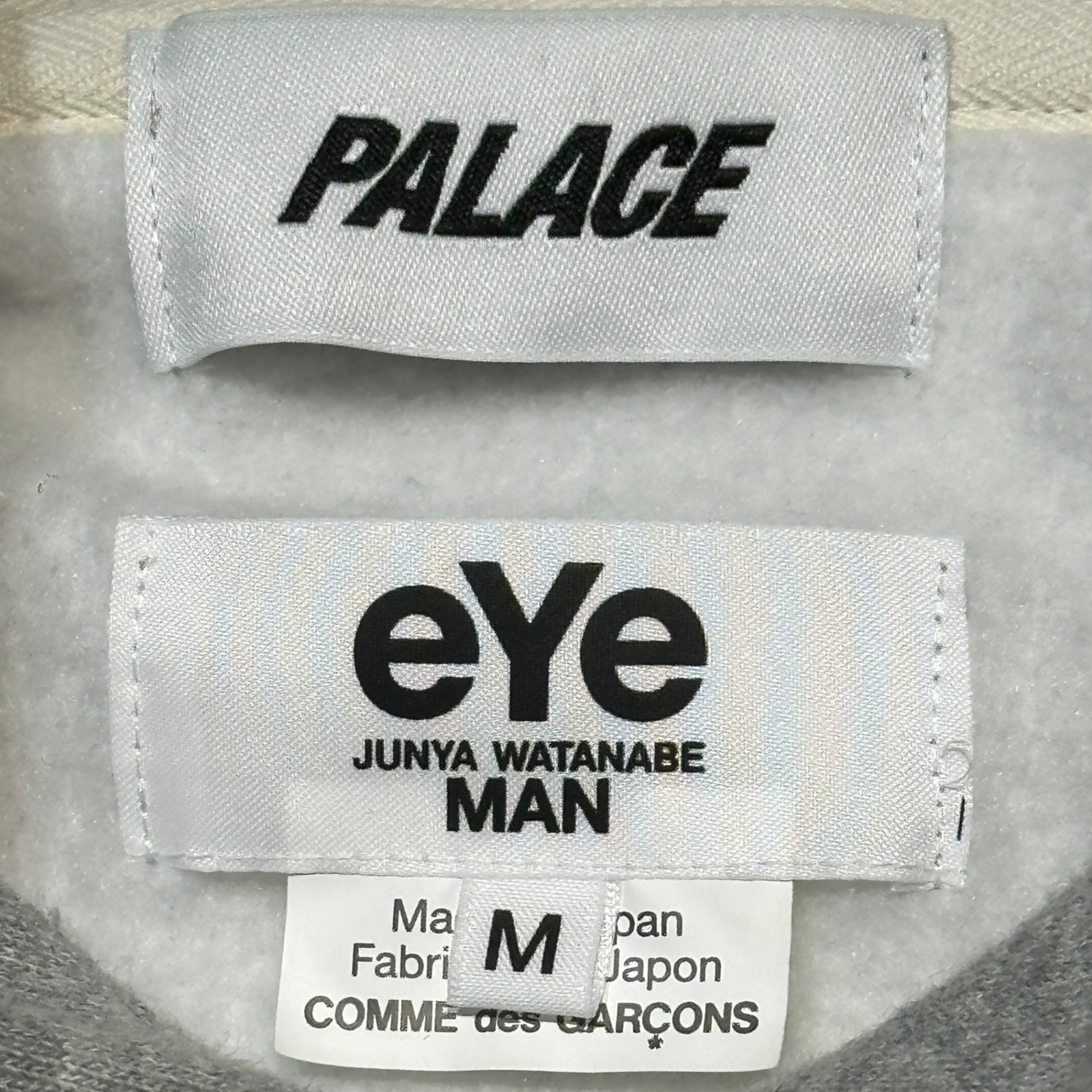 eYe JUNYA WATANABE MAN × PALACE(アイ ジュンヤワタナベマン × パレス) 24AW Snowflake-Patterned Knit × Sweatshirt Combination Hoodie 雪柄 ニット スウェット コンビ フーディー パーカー WN-T905 M グレー×ブルー AD2024
