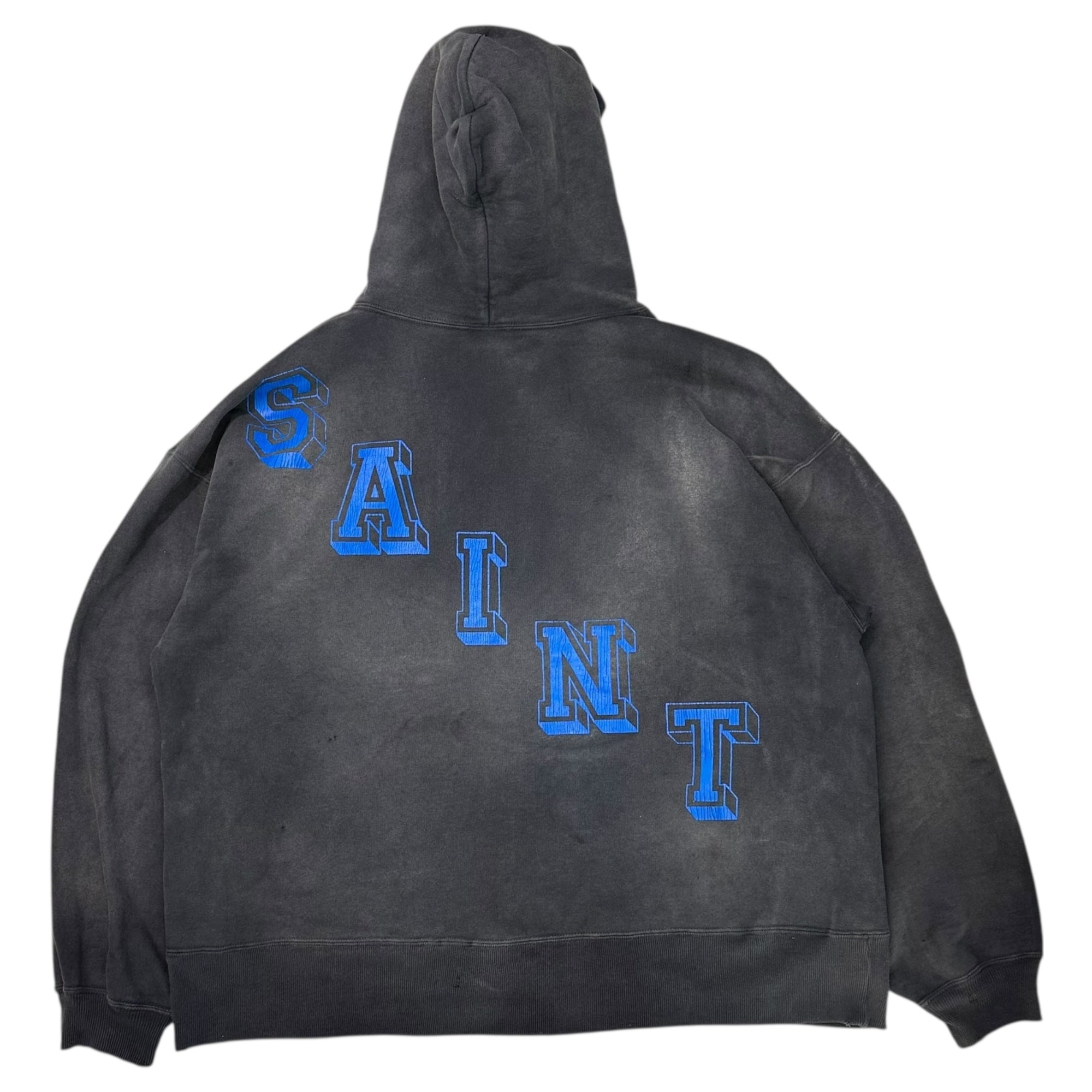 SAINT MICHAEL(セントマイケル) 25AW ANGEL HOODIE / BLACK エンジェル フーディ SM-HR1-0000-052 XL ブラック ダメージ加工 プルオーバー パーカー