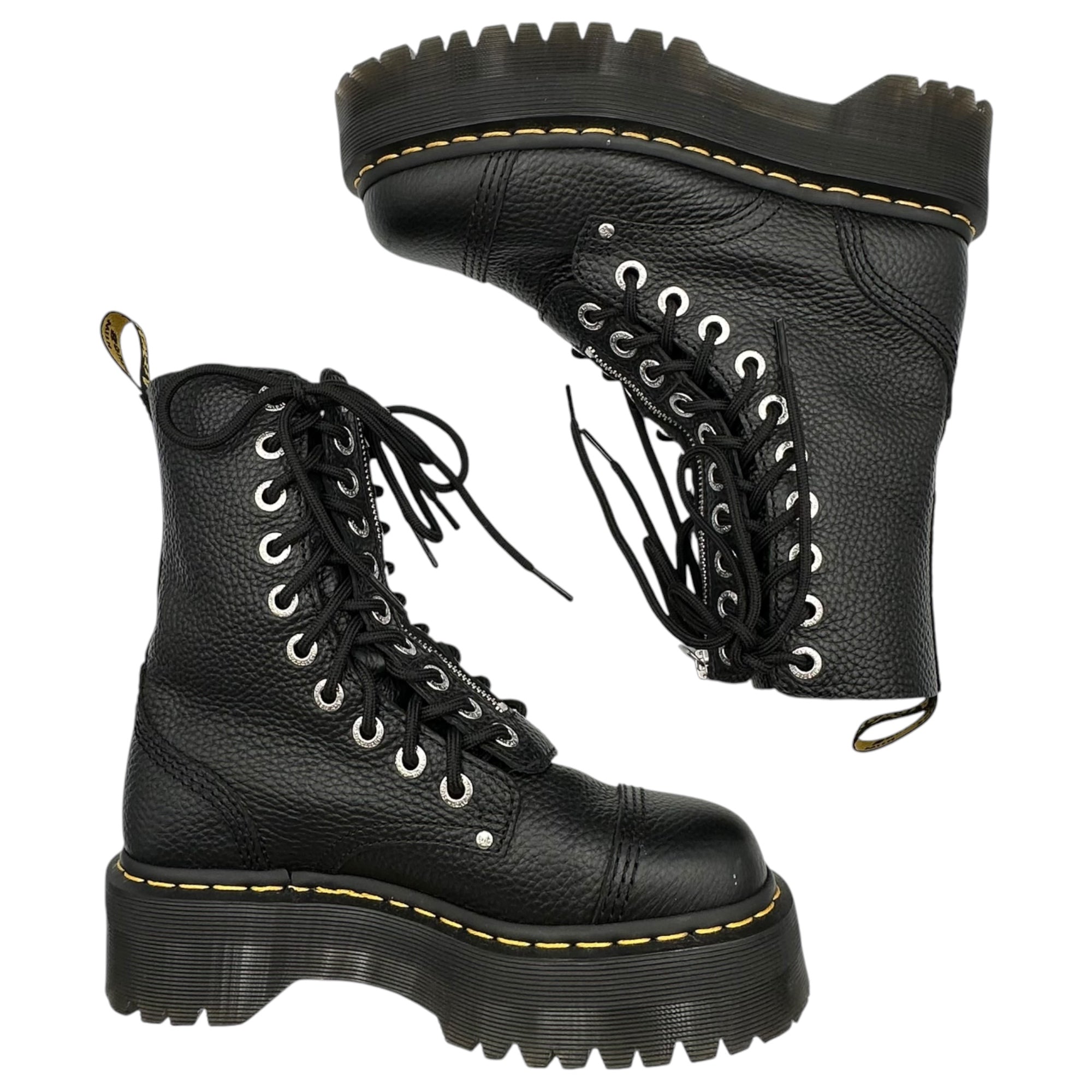 DR.MARTENS(ドクターマーチン) Center-Zip 10-Eyelet Lace-Up Boots センタージップ 10ホール レースアップ ブーツ AW006 KV07Y UK5(24.0cm程度) ブラック