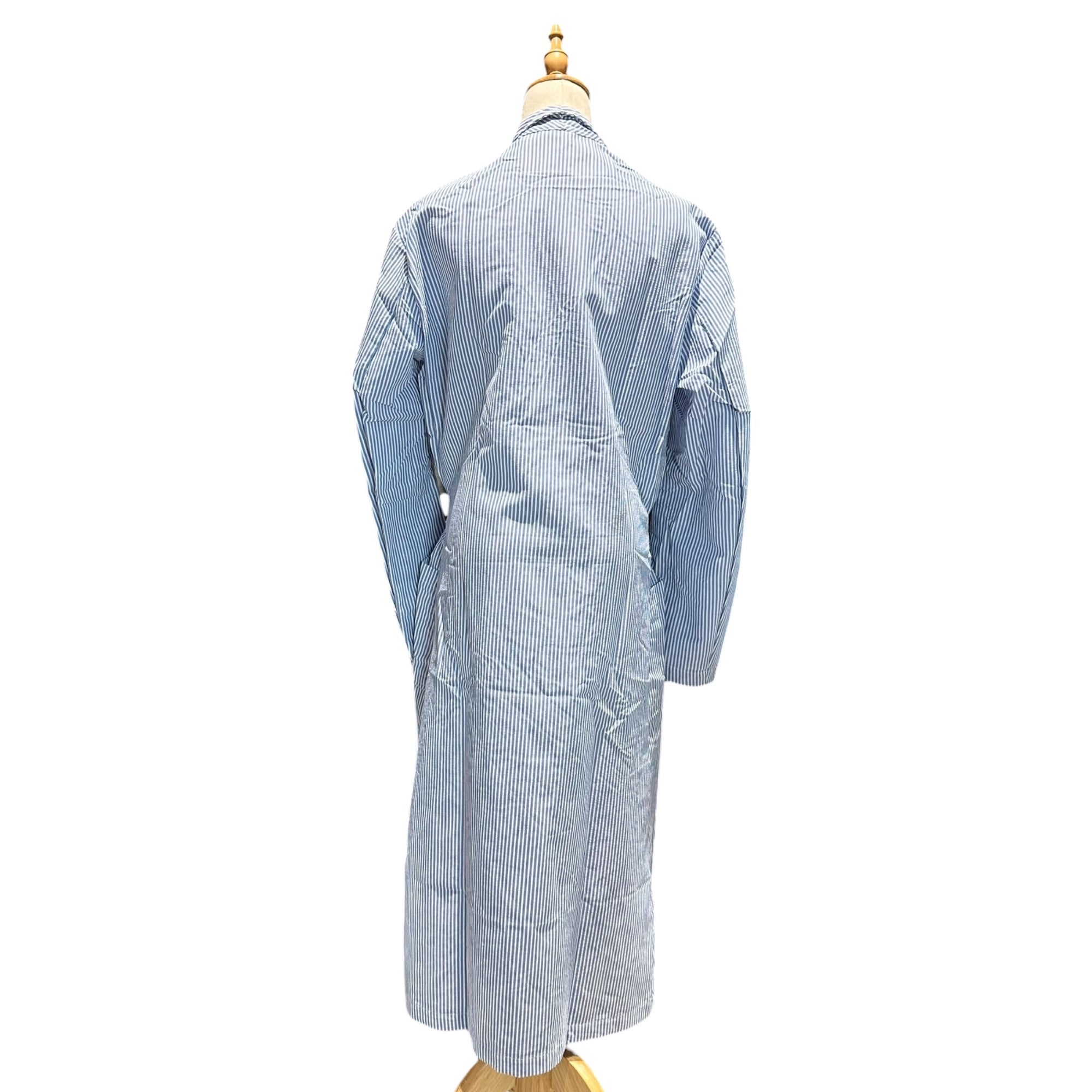 US MILITARY(アメリカ軍) 1980s' US Medical Seersucker Robe メディカル シアサッカー ガウン ワンピース MEDIUM(ML程度) ホワイト×ブルー 80年代 ヴィンテージ ローブ