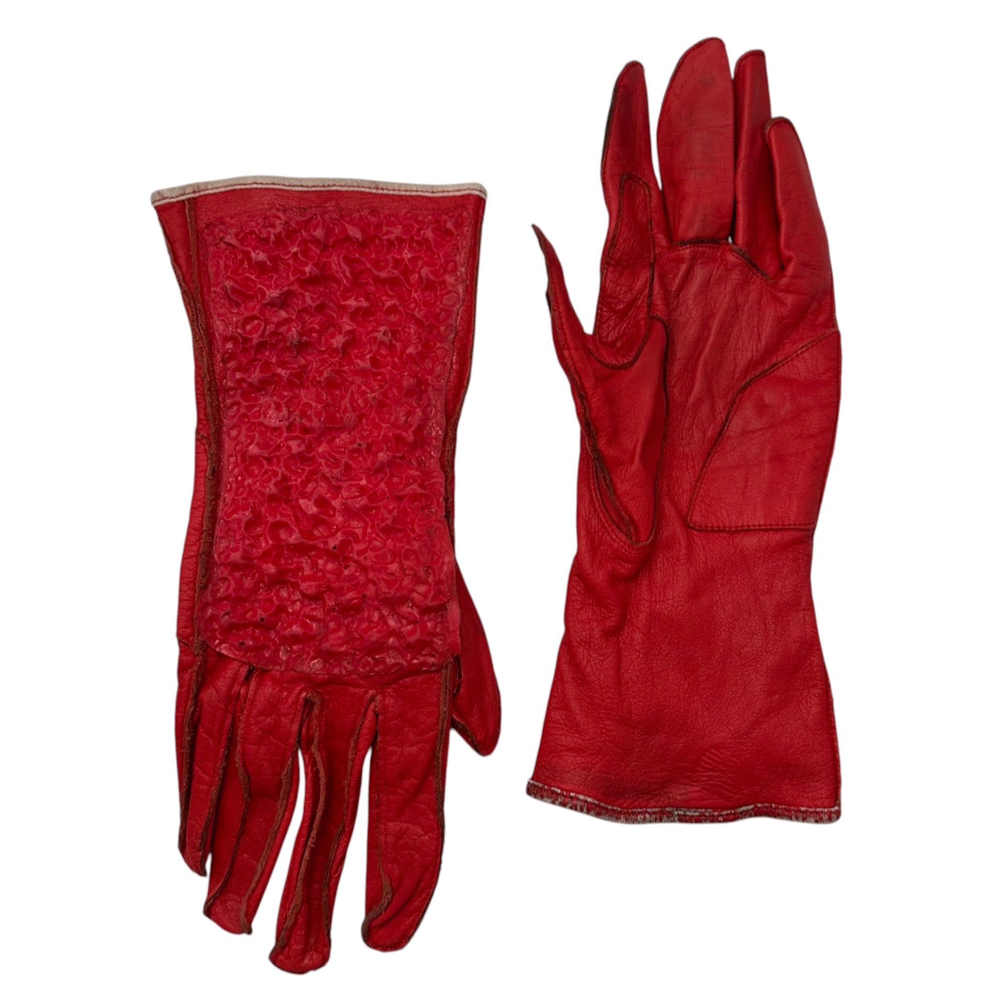 20471120(トゥーオーフォーセブンワンワントゥーオー) 97SS "IBO" Rubber Coated Leather Gloves イボ ラバー コーティング レザー グローブ レッド 90's 90年代 トライヴェンティ 手袋