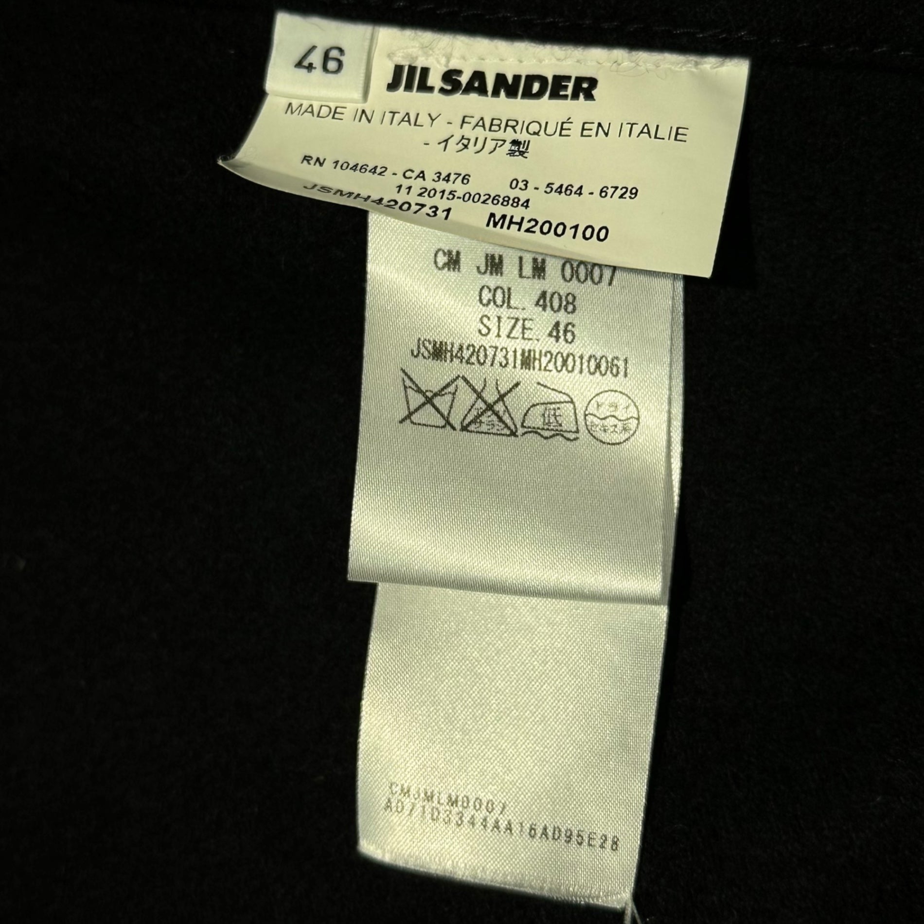 JIL SANDER(ジルサンダー) 15AW Wool Light Melton Hooded Jacket ウール ライト メルトン  フーデッド ジャケット 46(S) ブラック