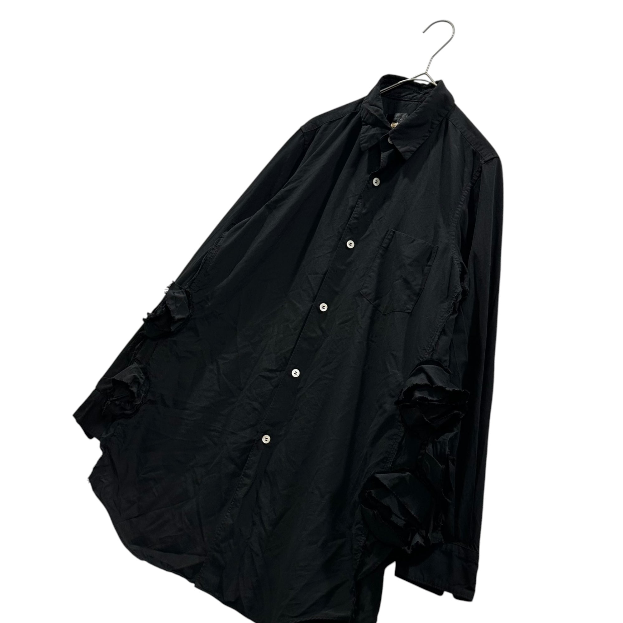 COMME des GARCONS COMME des GARCONS(コムデギャルソンコムデギャルソン) 2023AW Hem Design: Cut-Off L/S Blouse Shirt 裾デザイン カットオフ 長袖 ブラウス シャツ RL-B009 XS ブラック AD2023