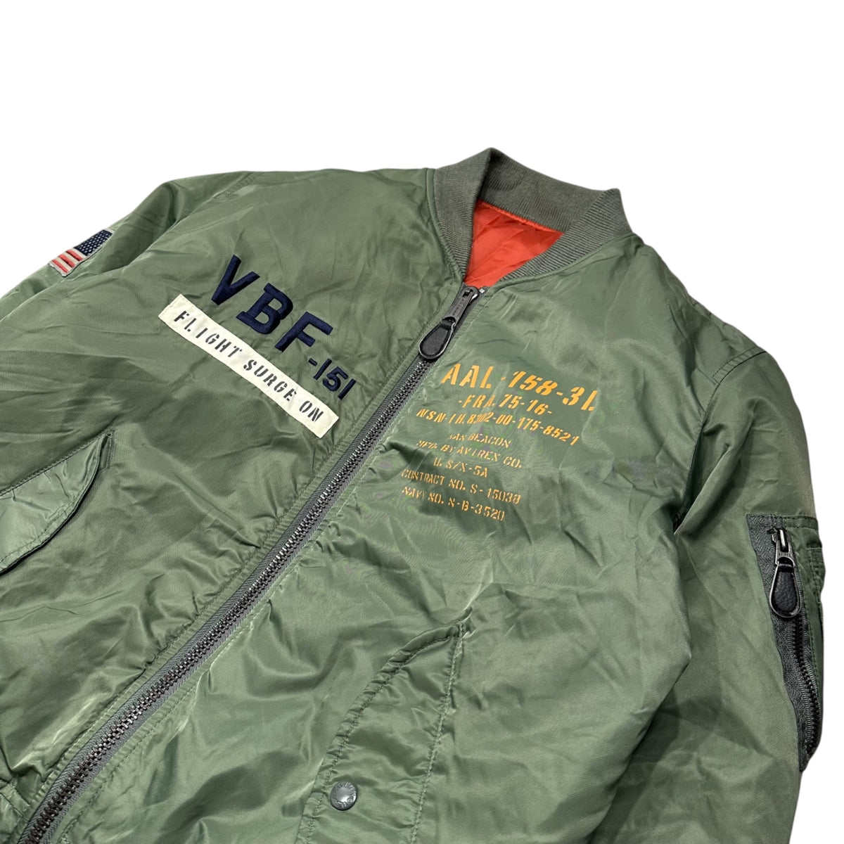 AVIREX(アヴィレックス) USS MA-1 Bomber Jacket アメリカ 海軍 レプリカ ボンバー ジャケット 6162145 XL セージグリーン