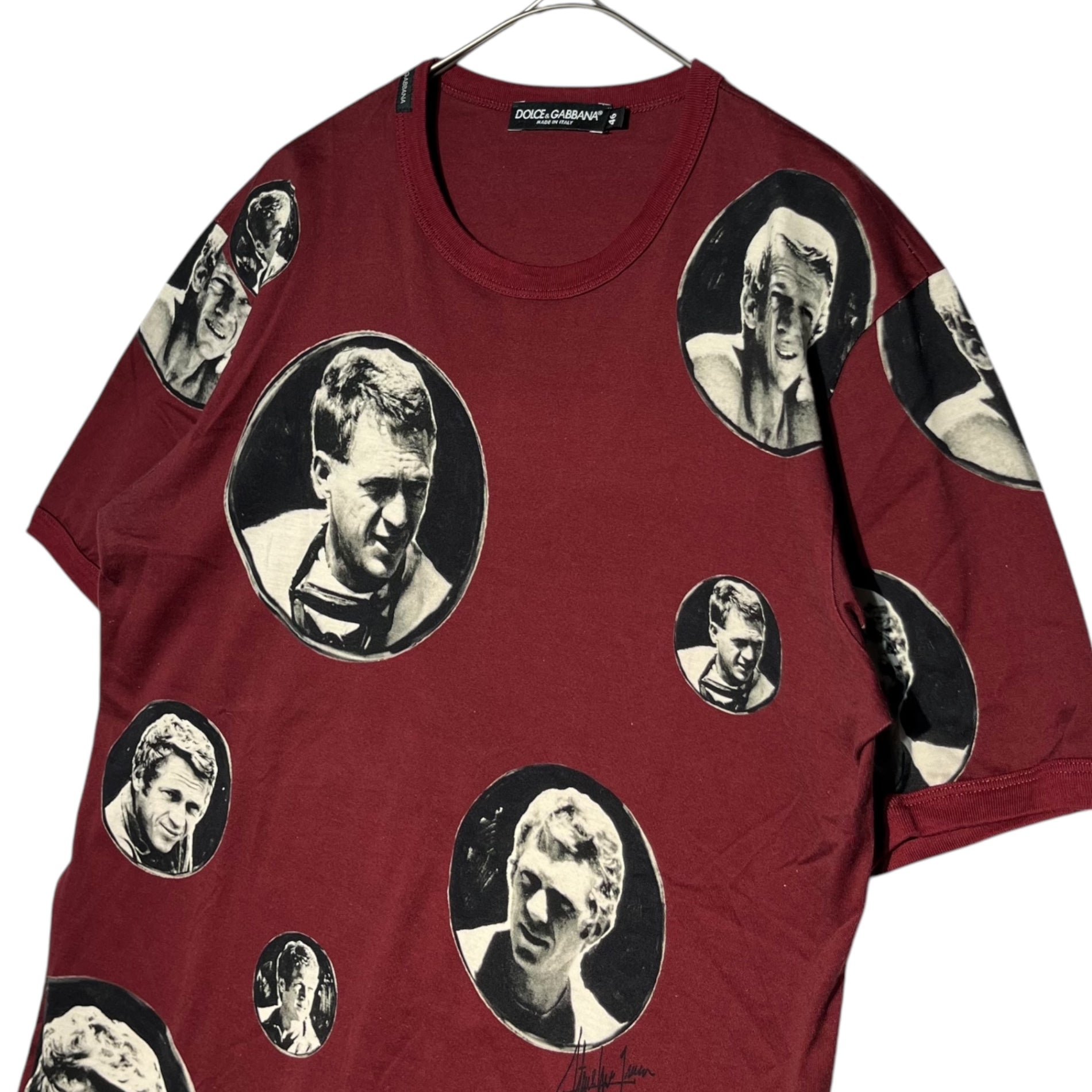 DOLCE&GABBANA(ドルチェ&ガッバーナドルガバ) ”Steve Mcqueen” face print TEE フェイス プリント Tシャツ  G8FE6T G7CAY 46(M程度) レッド