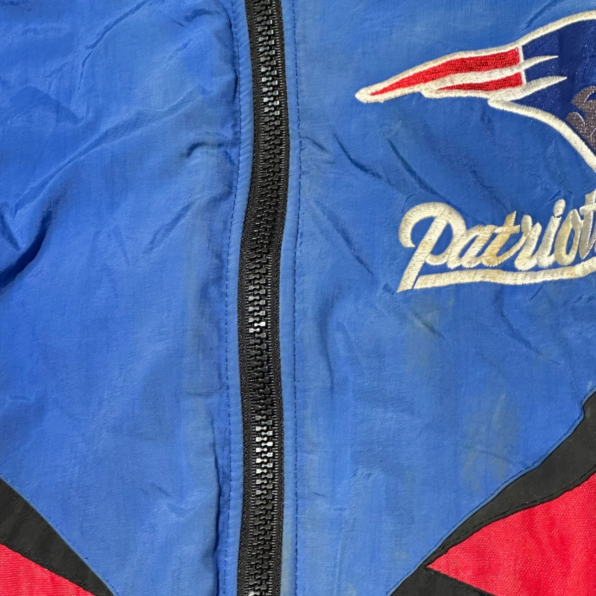 Pro PLayer(プロプレイヤー) 90's NFL "Patriots" Padded Nylon Jacket パテッド ナイロン ジャケット M ブルー×ブラック 90年代 ヴィンテージ ニューイングランド ペイトリオッツ