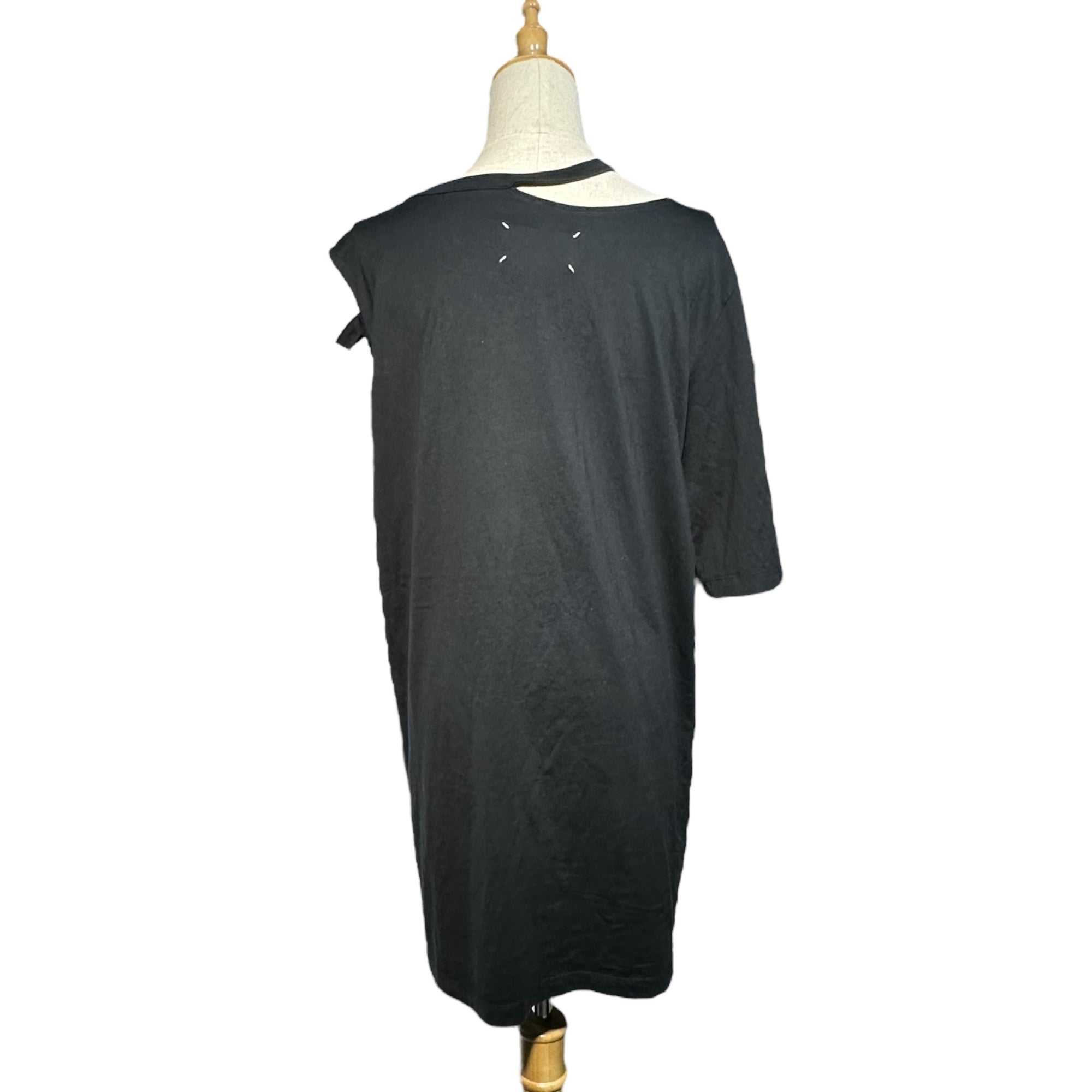 MAISON MARGIELA(メゾンマルジェラ) 18SS Asymmetry sleeve T-Shirt アシンメトリー スリーブ Tシャツ S51GC0393 M ブラック ①ライン 半袖