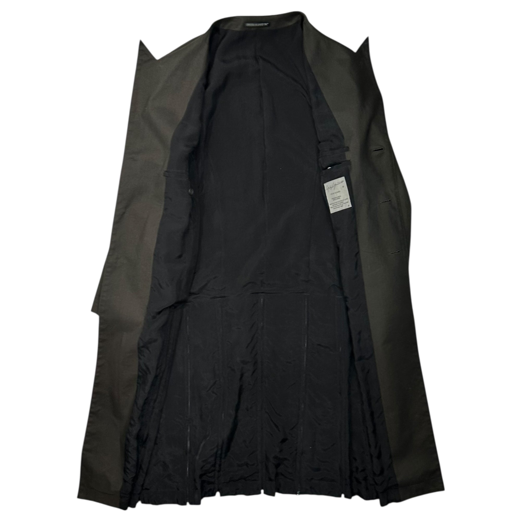 YOHJI YAMAMOTO POUR HOMME(ヨウジヤマモトプールオム) 20SS Yuka Asakura Back-Print Multi-Zip Long Jacket 朝倉優佳 バックプリント 多ジップ ロング ジャケット コート  HN-J55-018 2(M程度) ブラック 2020SSコレクション LOOK4