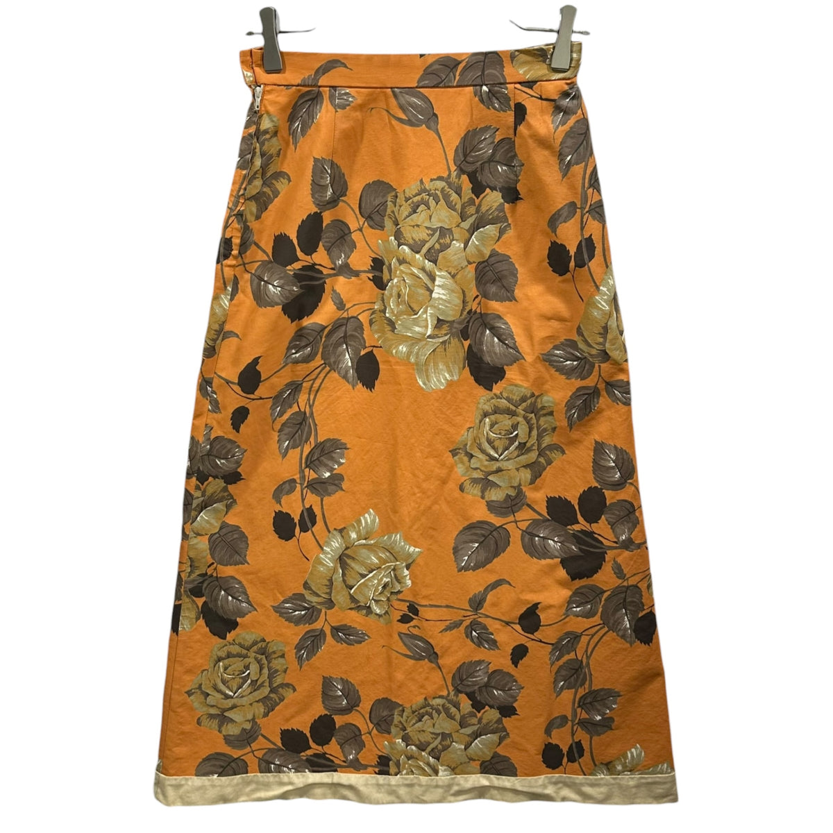 JUNYA WATANABE COMME des GARCONS(ジュンヤワタナベコムデギャルソン) 1997SSRose-Patterned Hem-Paneled Long Skirt 薔薇柄 裾切替 ロング スカート JS-04020M M オレンジ×ブラウン AD1996 90s アーカイブ