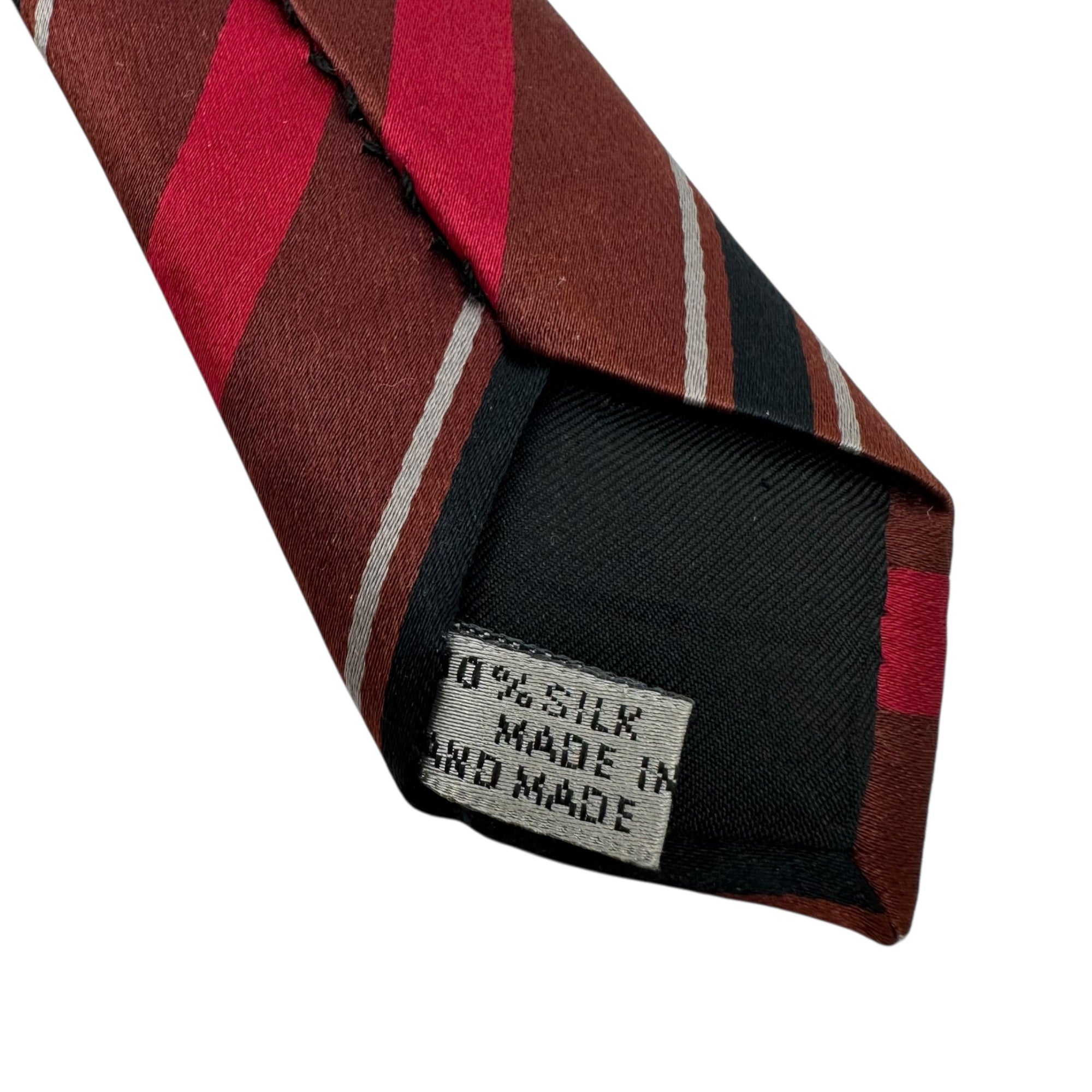 Dior HOMME(ディオールオム) 04AW by Hedi Slimane Narrow Regimental Tie エディ スリマン ナロー レジメンタル タイ レッド×ブラウン エディ期 アーカイブ ネクタイ