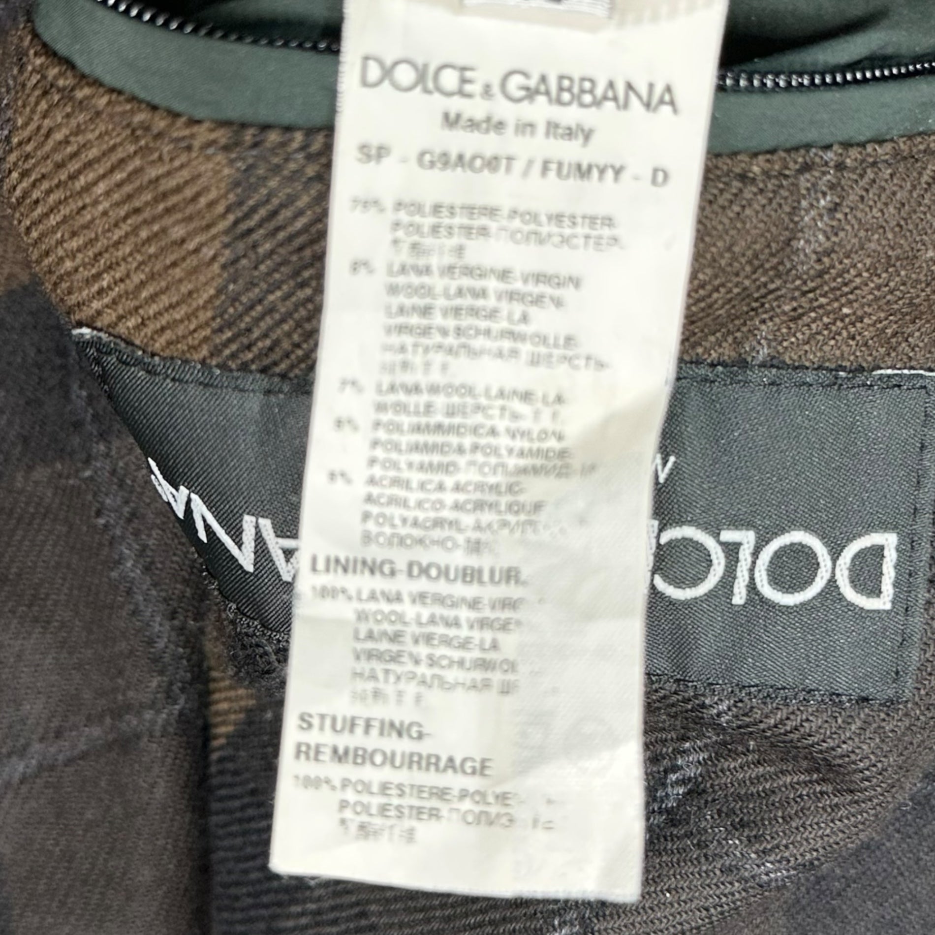 DOLCE&GABBANA(ドルチェ&ガッバーナドルガバ) Check Piping Hooded Padded Jacket チェック パイピング フーデット パテッド ジャケット G9AO0T FUMYY 46(M程度) グリーン×ブラウン