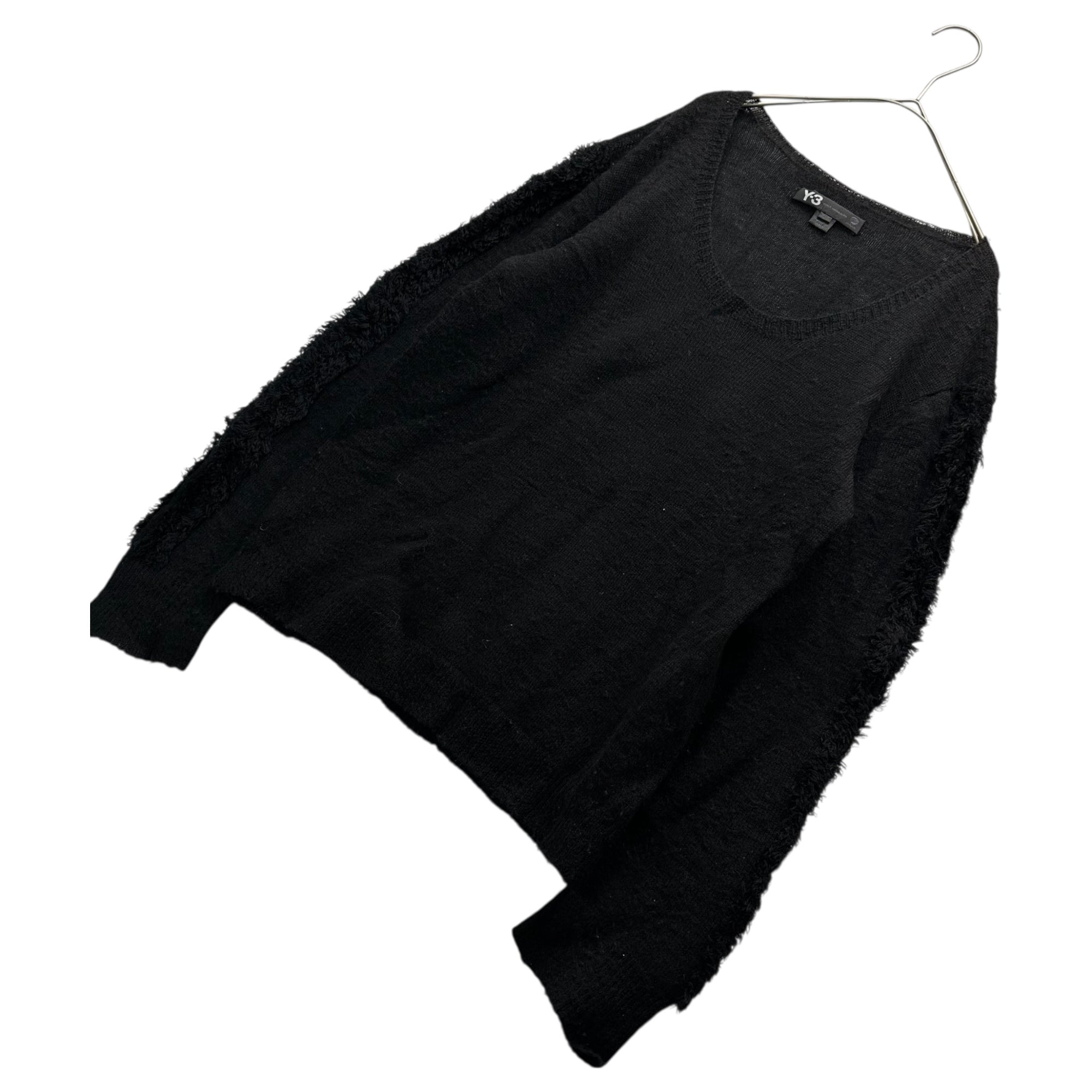 Y-3(ワイスリー) Sleeve Fringe Decorated L/S Knit 袖 フリンジ 装飾 長袖 ニット M ブラック