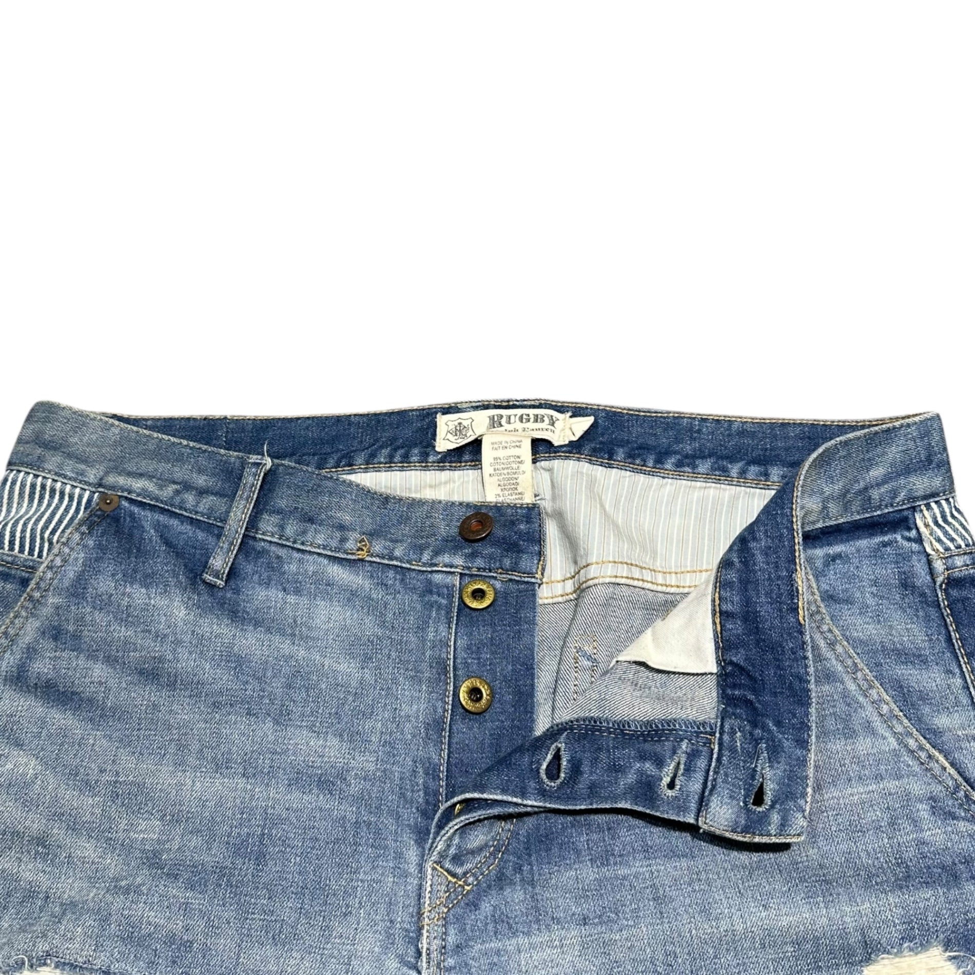 RALPH LAUREN RUGBY(ラルフローレンラグビー) Damage Repair Vintage-Washed Denim Pants ダメージ リペア ヴィンテージ加工 デニム パンツ W29 ライトインディゴ