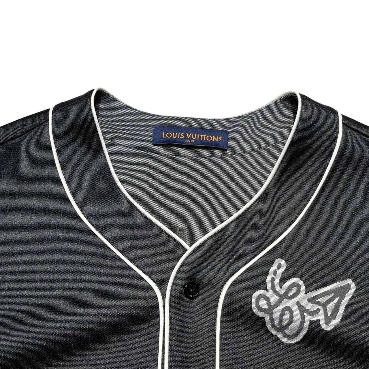 LOUIS VUITTON(ルイヴィトン) 23SS baseball shirt ベースボール シャツ RM231 YN1 HOS83W XL  ブラック ロゴ ナンバリング ストレッチ ジャージー 半袖