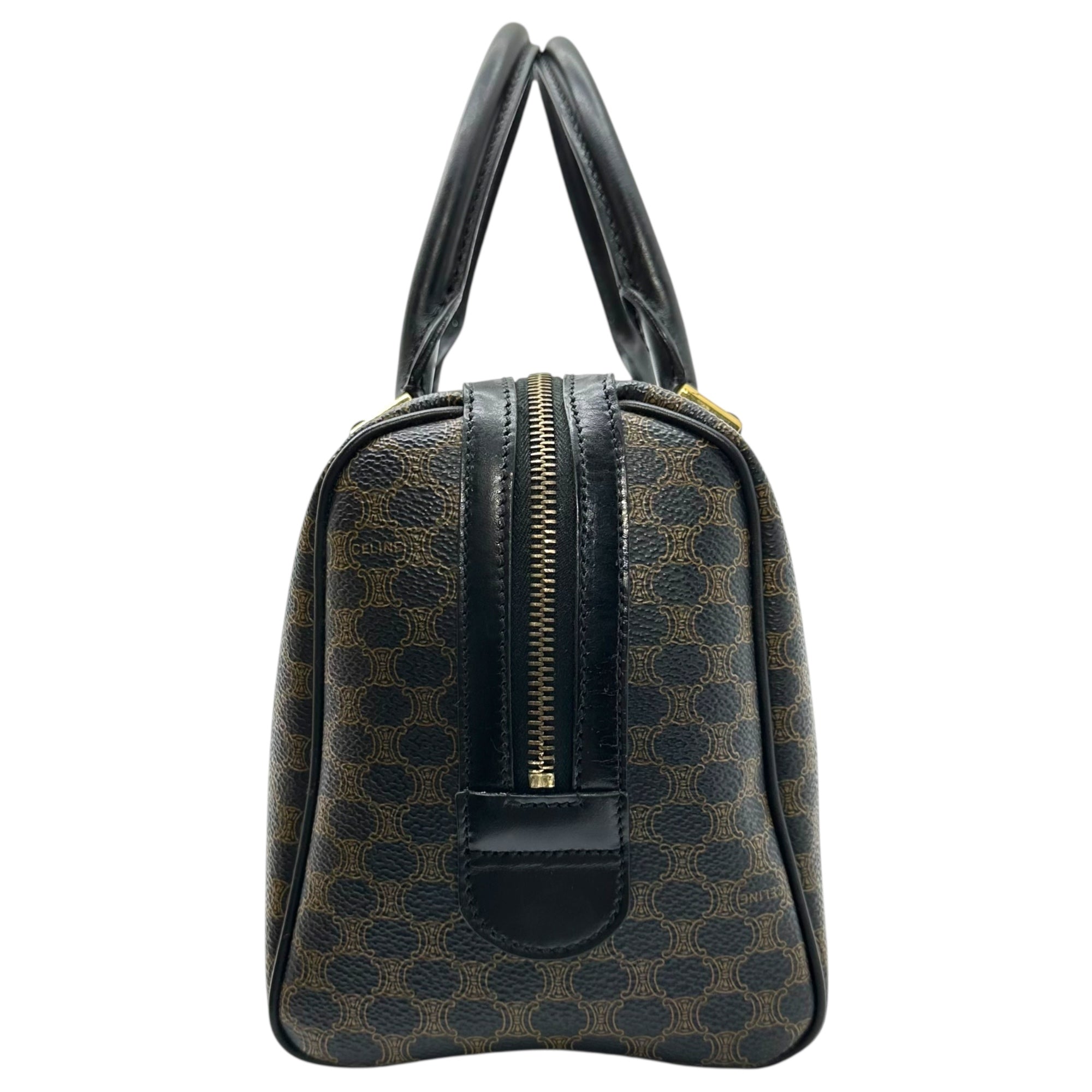 CELINE(セリーヌ) Macadam Pattern Mini Boston Bag マカダム柄 ミニ ボストン バッグ MC99/1 ブラック×ブラウン OLD オールド ハンド