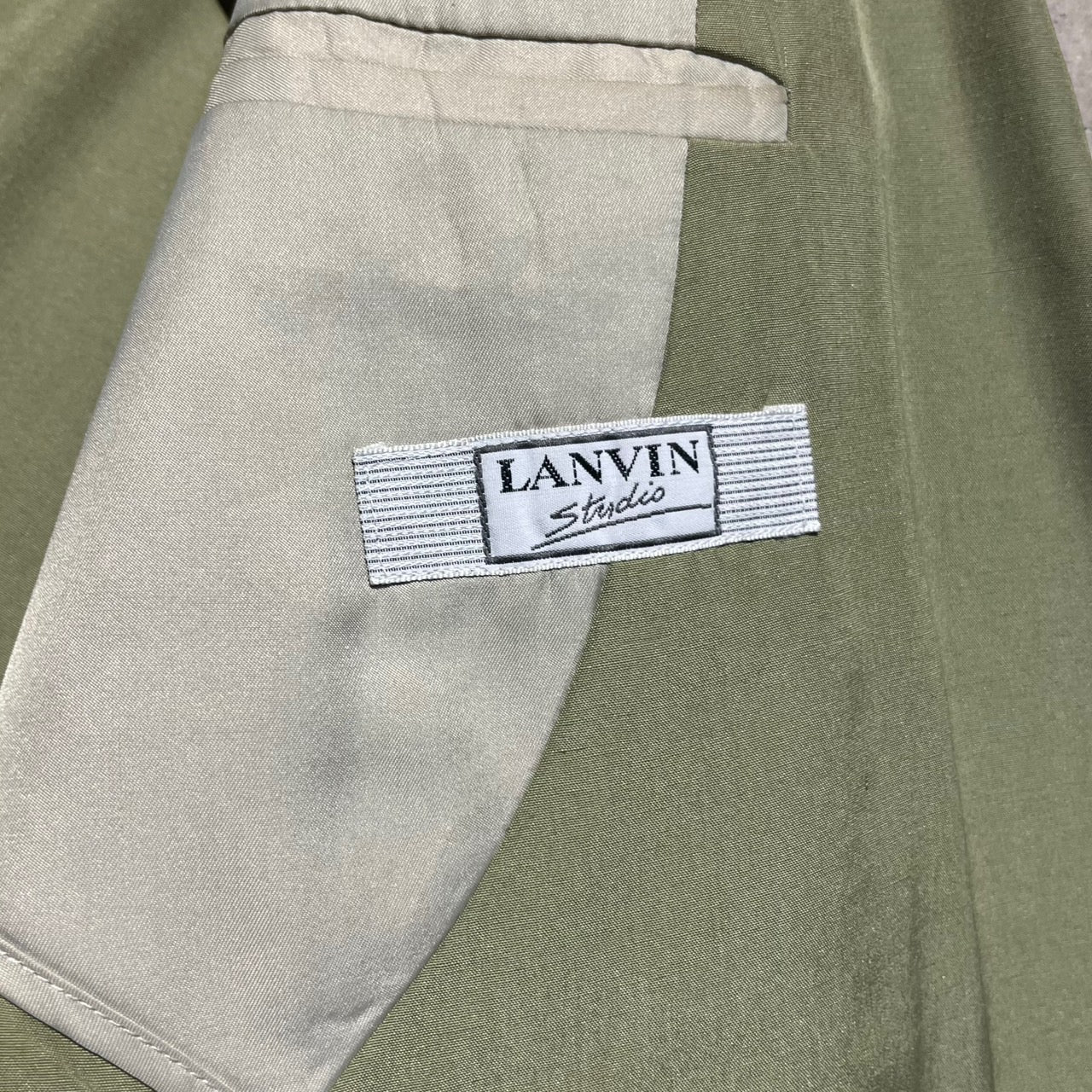 LANVIN(ランバン) 90'sダブルセットアップ L程度 カーキ シルク