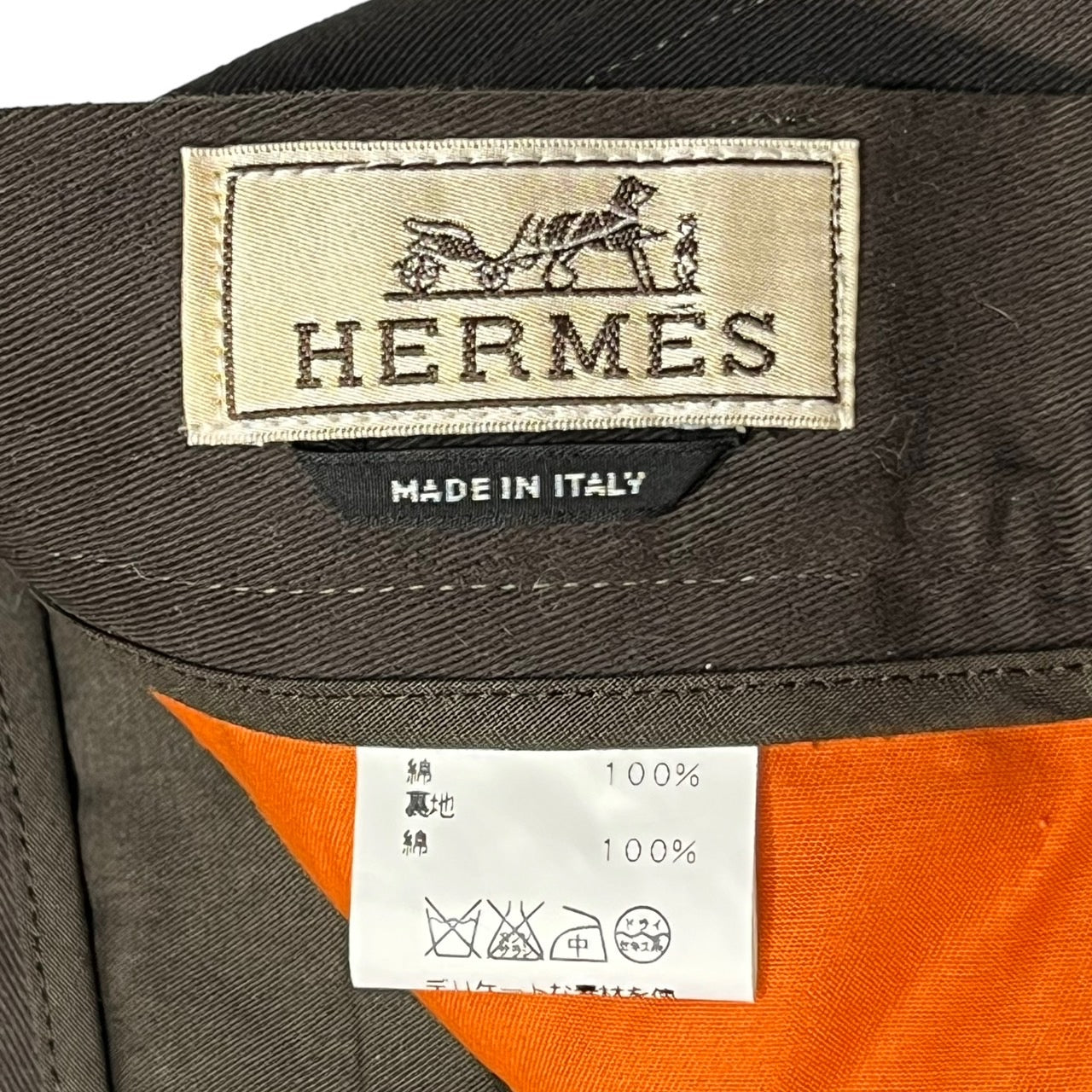 HERMES(エルメス) hermes collar chino trousersエルメスカラーチノトラウザー/チノパンツ/スラックス 52(XLサイズ程度) ブラウン エルメスジャポンタグ